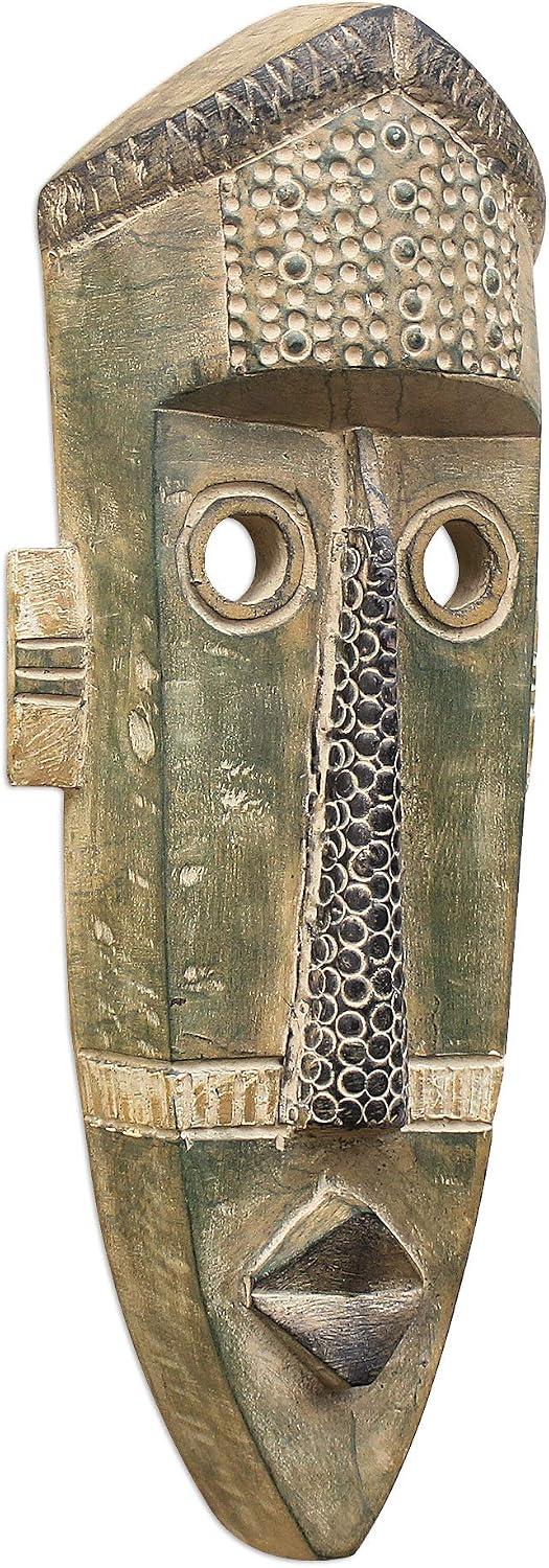 NOVICA Decorative Wood Mask, Gray (274655)