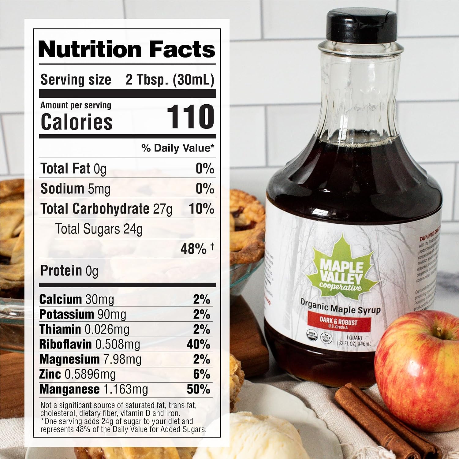 Maple Valley Organic Pure Maple Syrup, Dark & Robust, 32oz (Plastic Jug)​ | Naturally Sweetens Cooking, Baking, Coffee, Tea and Marinades; A Better Alternative to Refined Sugar and Table Syrup