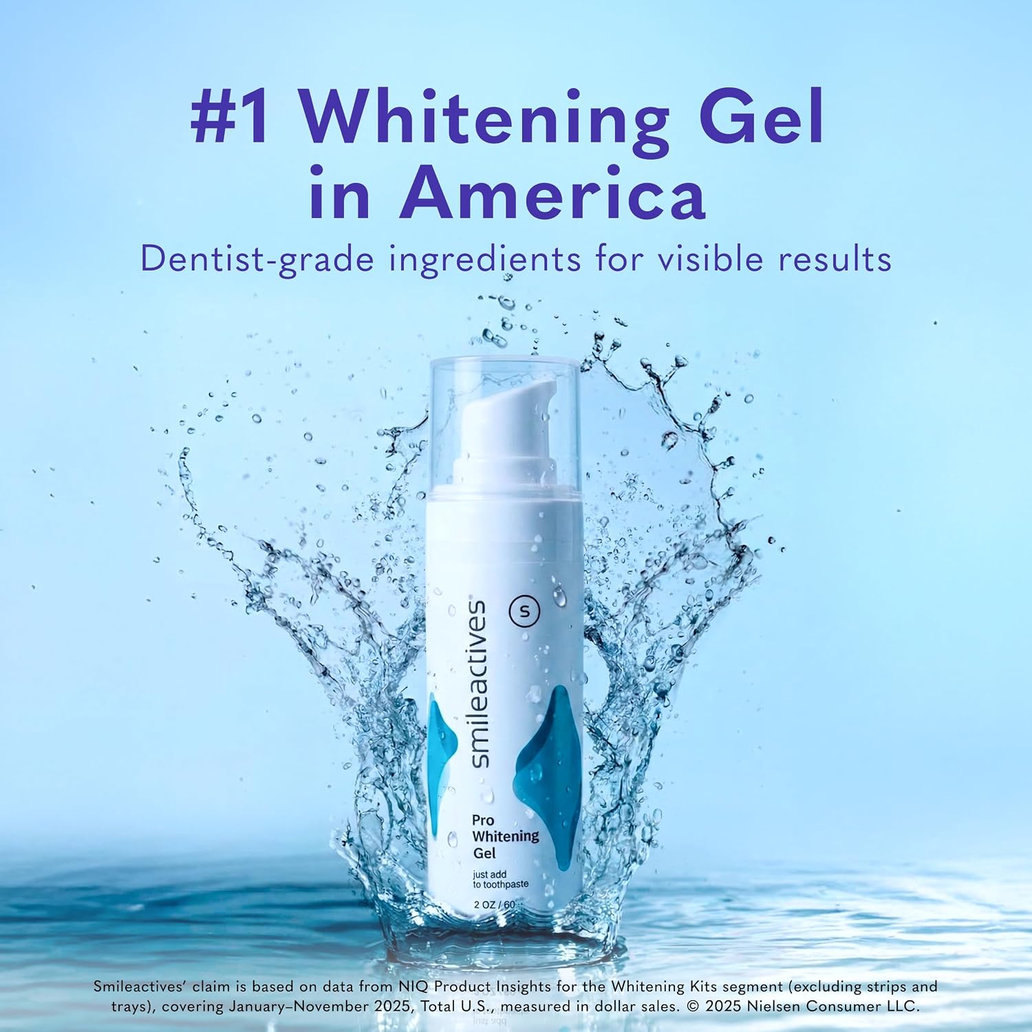 Smileactives Teeth Whitening Gel Hydrogen Peroxide for All Toothpaste 3.8oz | Removes Coffee Stains & Discoloration, 90-Day Supply, Whiter Smile in Days