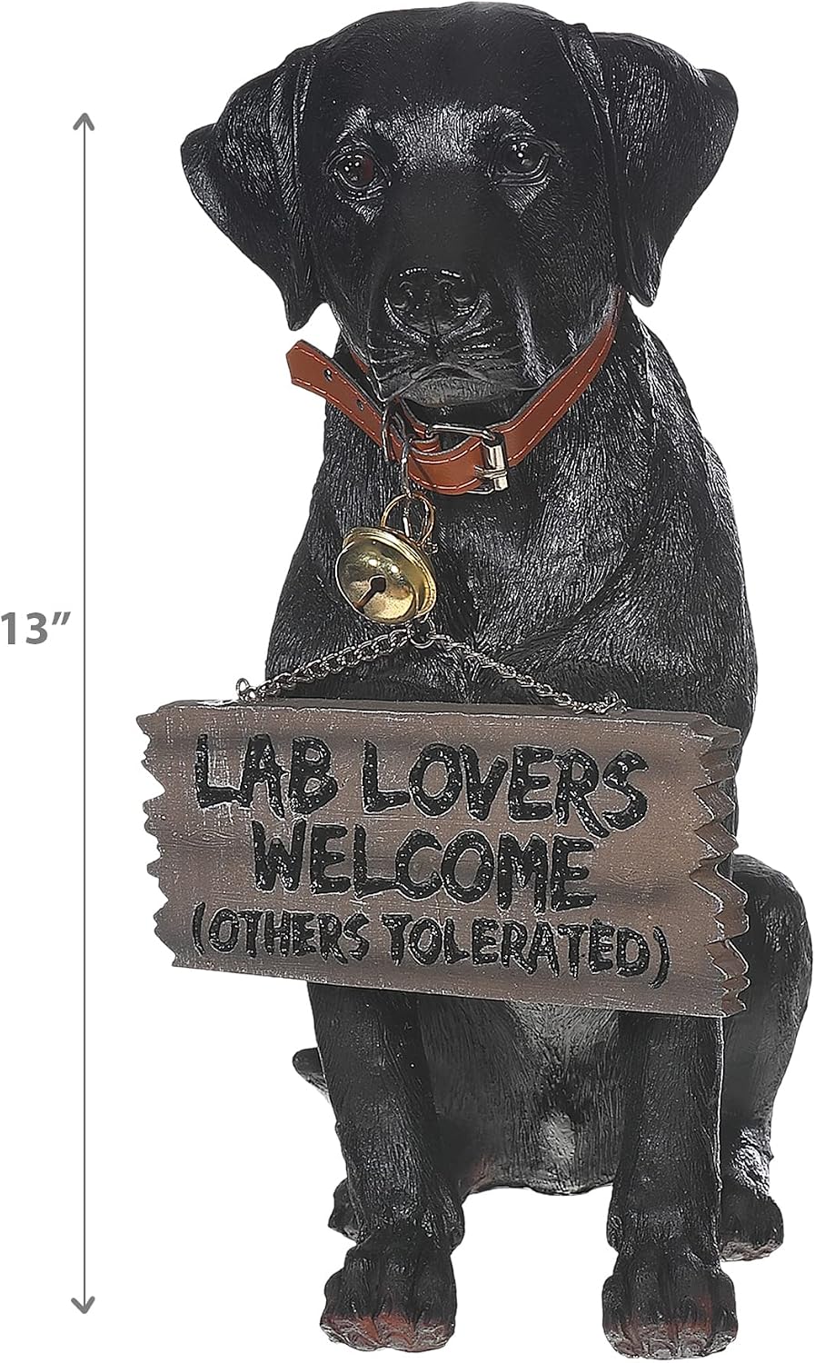 Black Lab Outdoor Statue, 13 Inch Welcome Dog with Reversible Sign