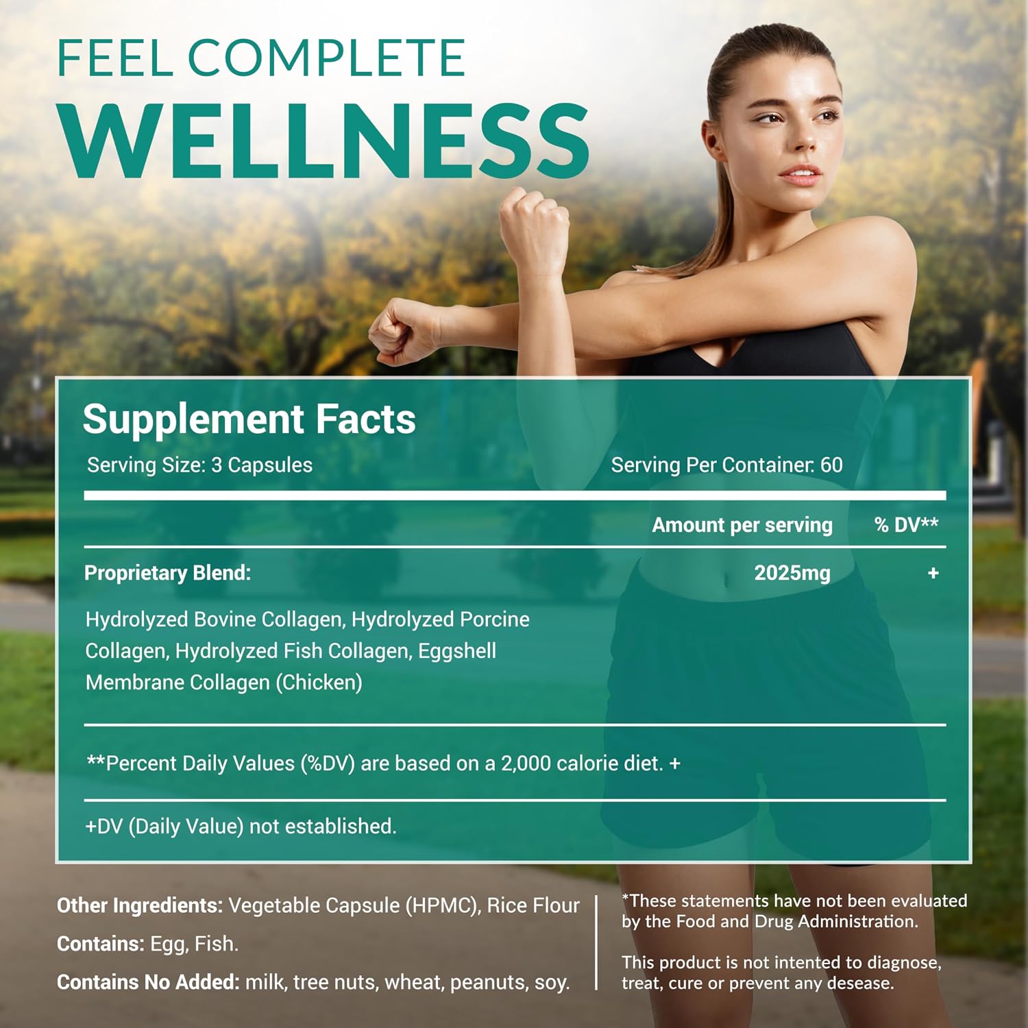 Multi Collagen 180 Protein Capsules - Type I, II, III, V, X Collagen Pills - Proprietary Blend of Eggshell, Chicken