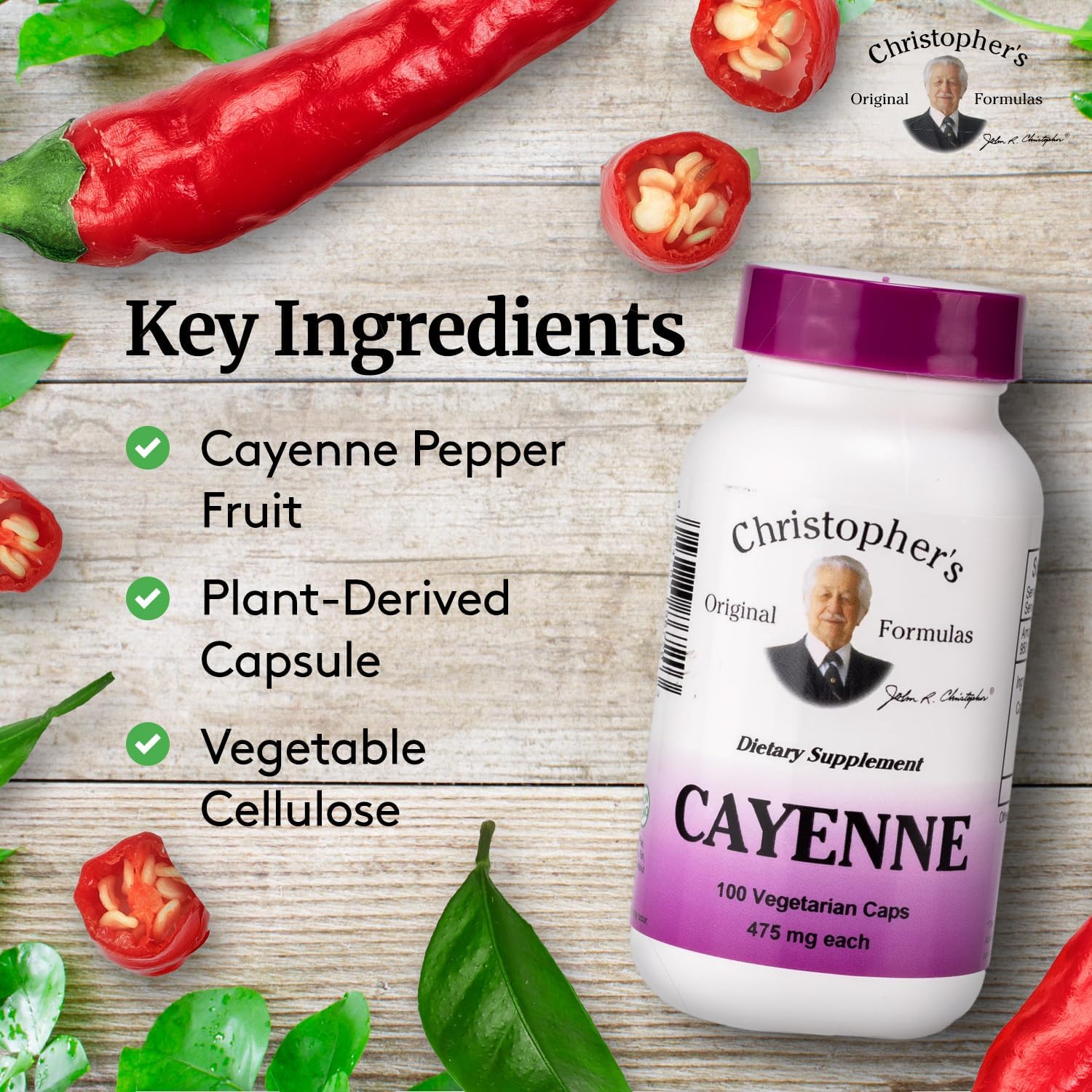 Christopher's Original Formulas Cayenne Capsules, Herbal Supplement for Circulation & Digestion, 100 Capsules