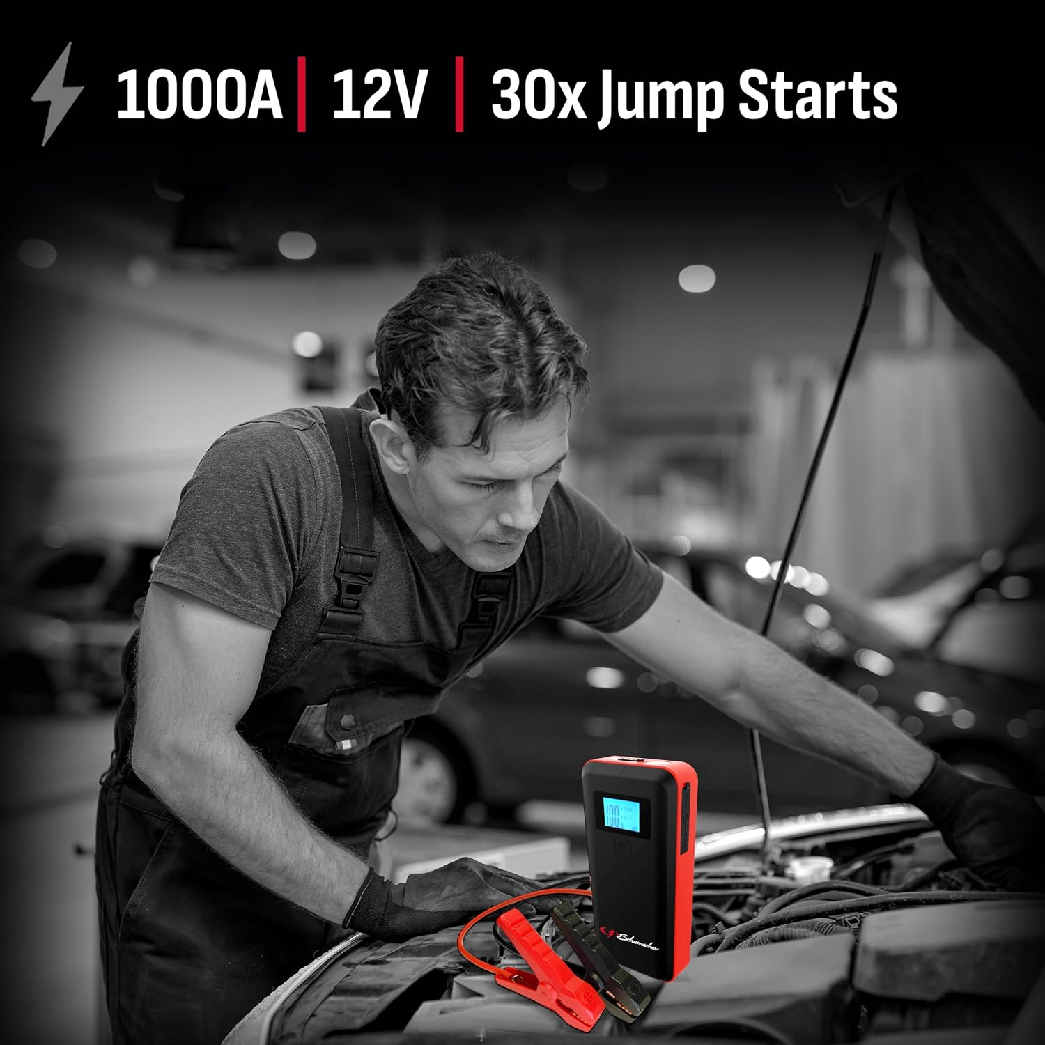 Schumacher Electric 1000 Peak Amp 12V Portable Lithium Car Battery Jump Starter & Power Pack - Lithium Ion Jump Box - with USB Charging & LED
