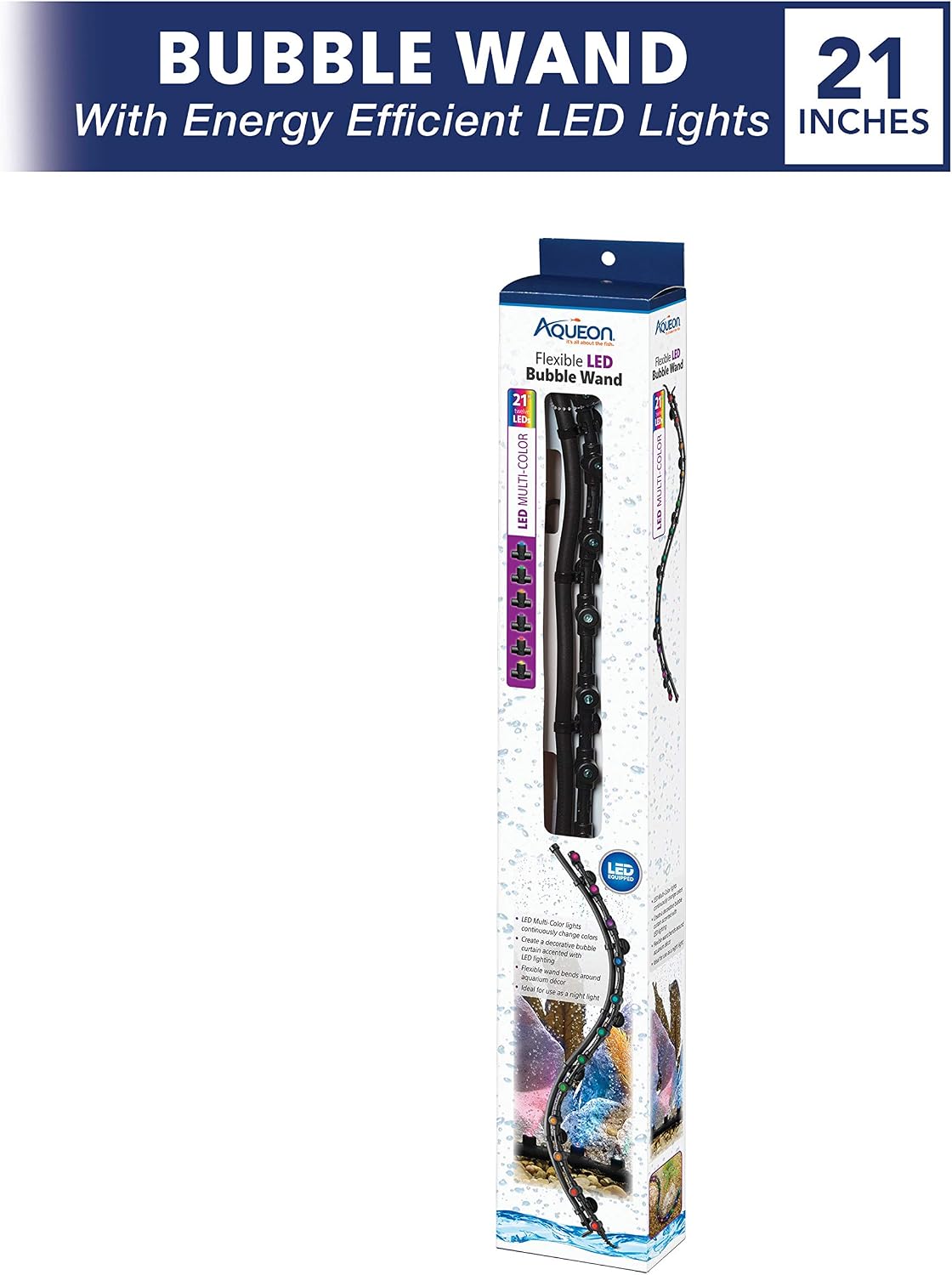 Aqueon Fish Tank Aquarium Flexible LED Accent Light and Bubble Wand, Blue, 14 Inch