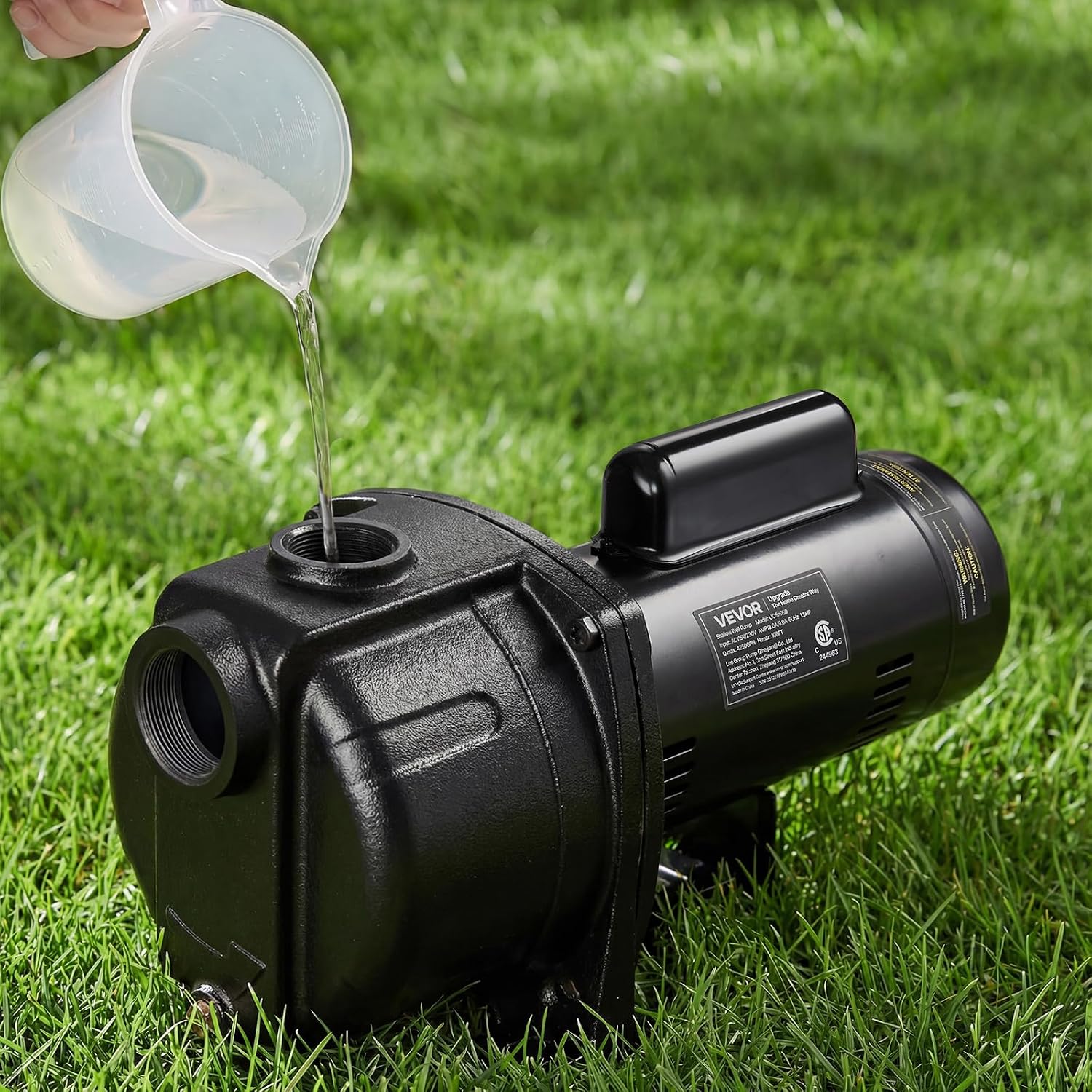 VEVOR 1/2 HP Shallow Well Jet Pump, AC 115/230 Volt, 790 GPH Dual Voltage Cast Iron Well Jet Pump, with 147 ft Max Head Lift, Automatic Pressure Switch, for Garden Irrigation Lawn Sprinkler System