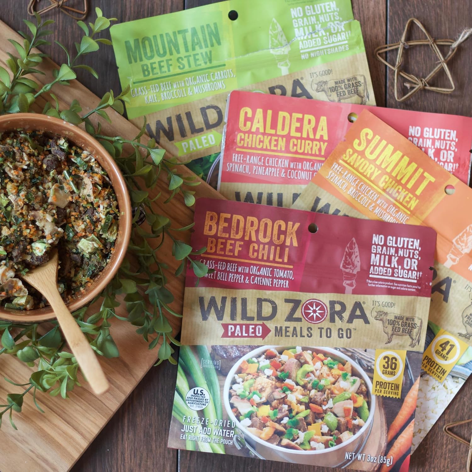 Wild Zora Paleo Freeze Dried Meals for Backpacking & Camping - Healthy Gluten Free & Grain Free Camping Meals/Backpacking Food + No Added Sugar - Great for Travel (Cliffside Coconut Berry 2-Pack)