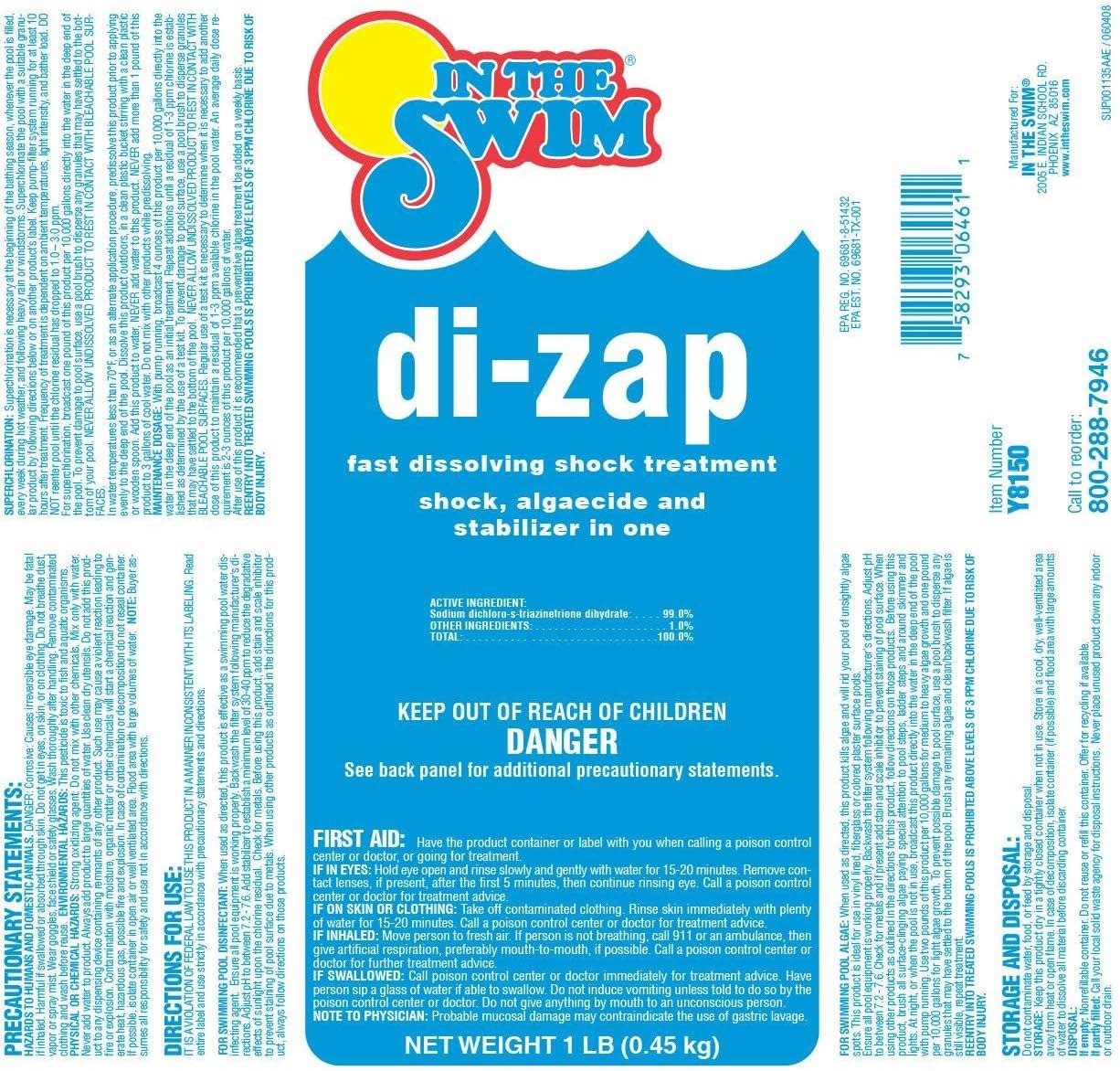 In The Swim Premium 3-in-1 Pool Shock - Di-Zap - 24 x 1 Pound Bags