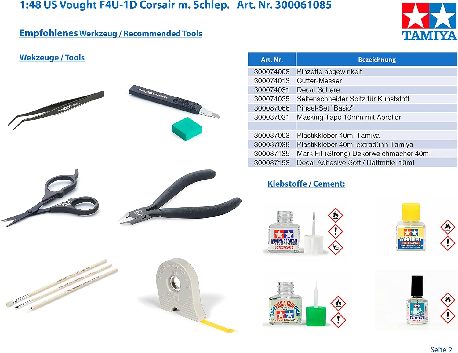 Tamiya 300061085-1:48 Vought F4U-1D Corsair