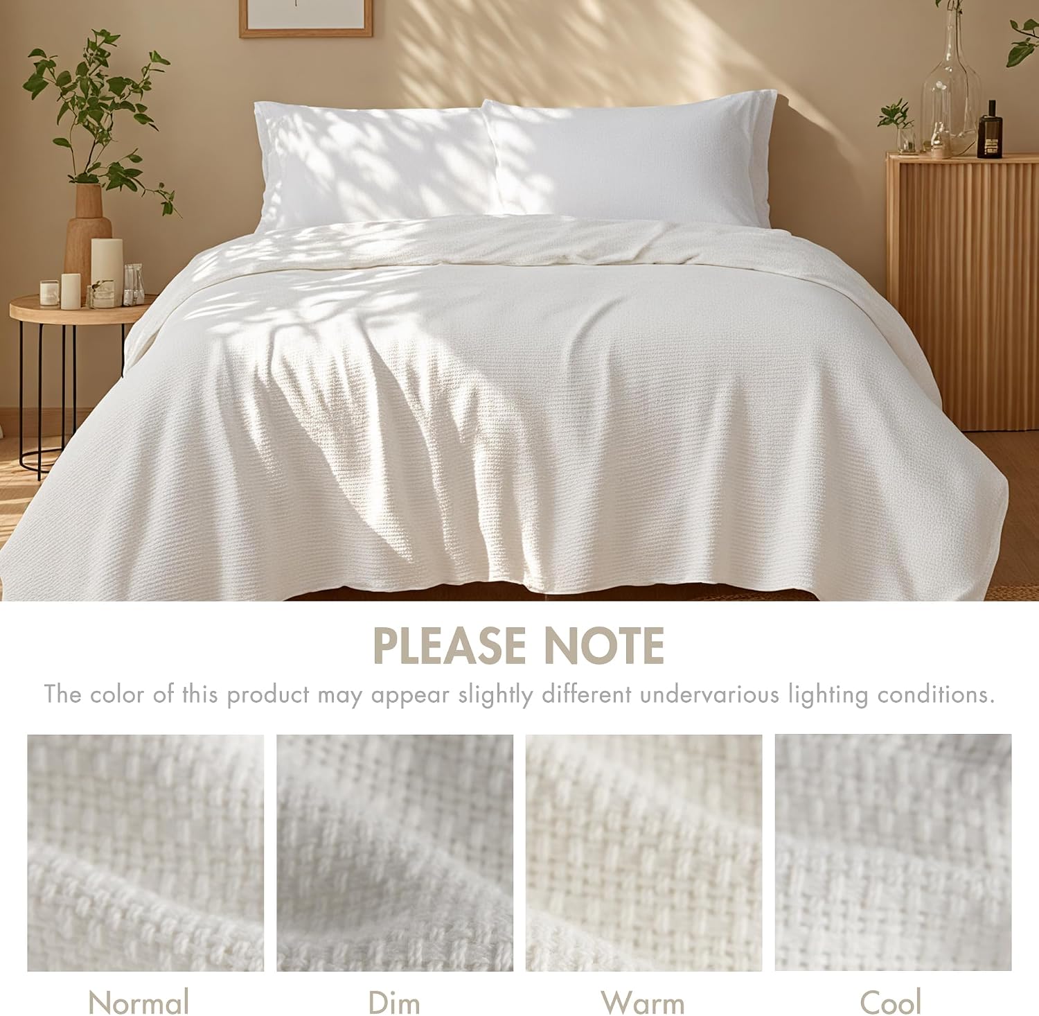 Madison Park 100% Cotton Breathable Queen Size Blanket for Bed, Blue | Freshspun Basketweave, All Season, Farmhouse Classic Bed Cover Full for Summer, OEKO TEX, Warm Home Essential For Couch, Sofa