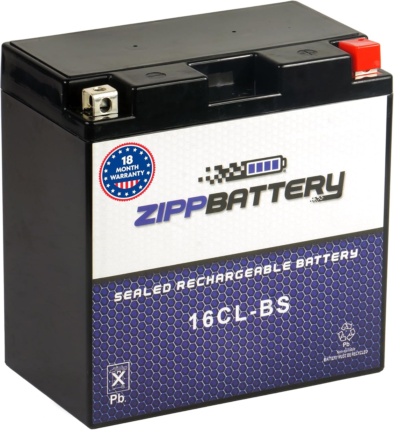 ZIPPBATTERY YTX30L-BS 12V 385 CCA AGM – Maintenance-Free 30Ah Battery for Harley, ATV, UTV, Jet Ski – T3 Nut & Bolt Terminal – Fits Harley Road King, Polaris Sportsman 850, Can-Am Outlander