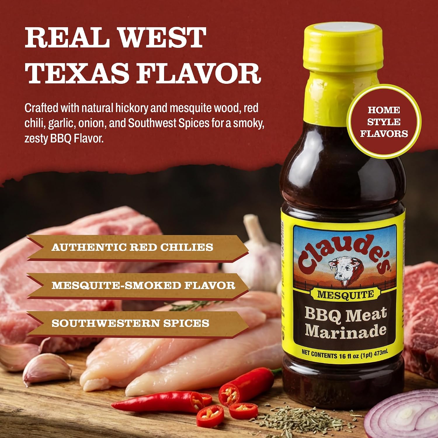 Claude's BBQ Brisket Marinade Sauce, Gluten Free Texas Style, 128 oz | Restaurant-size gallon of smoky Texas tenderizing brisket marinade - all natural & gluten free.