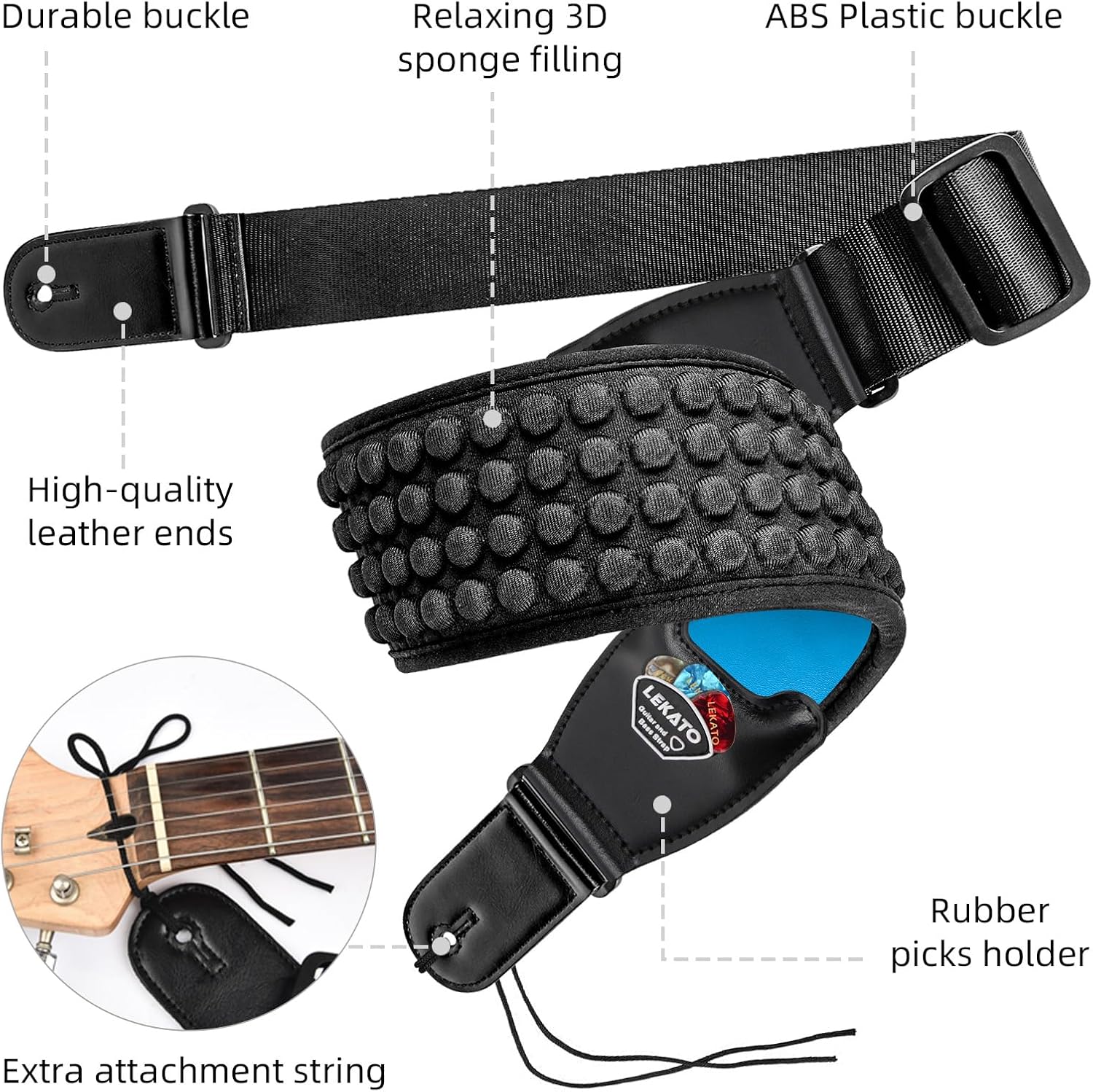 LEKATO Guitar Straps for Electric Guitar Bass