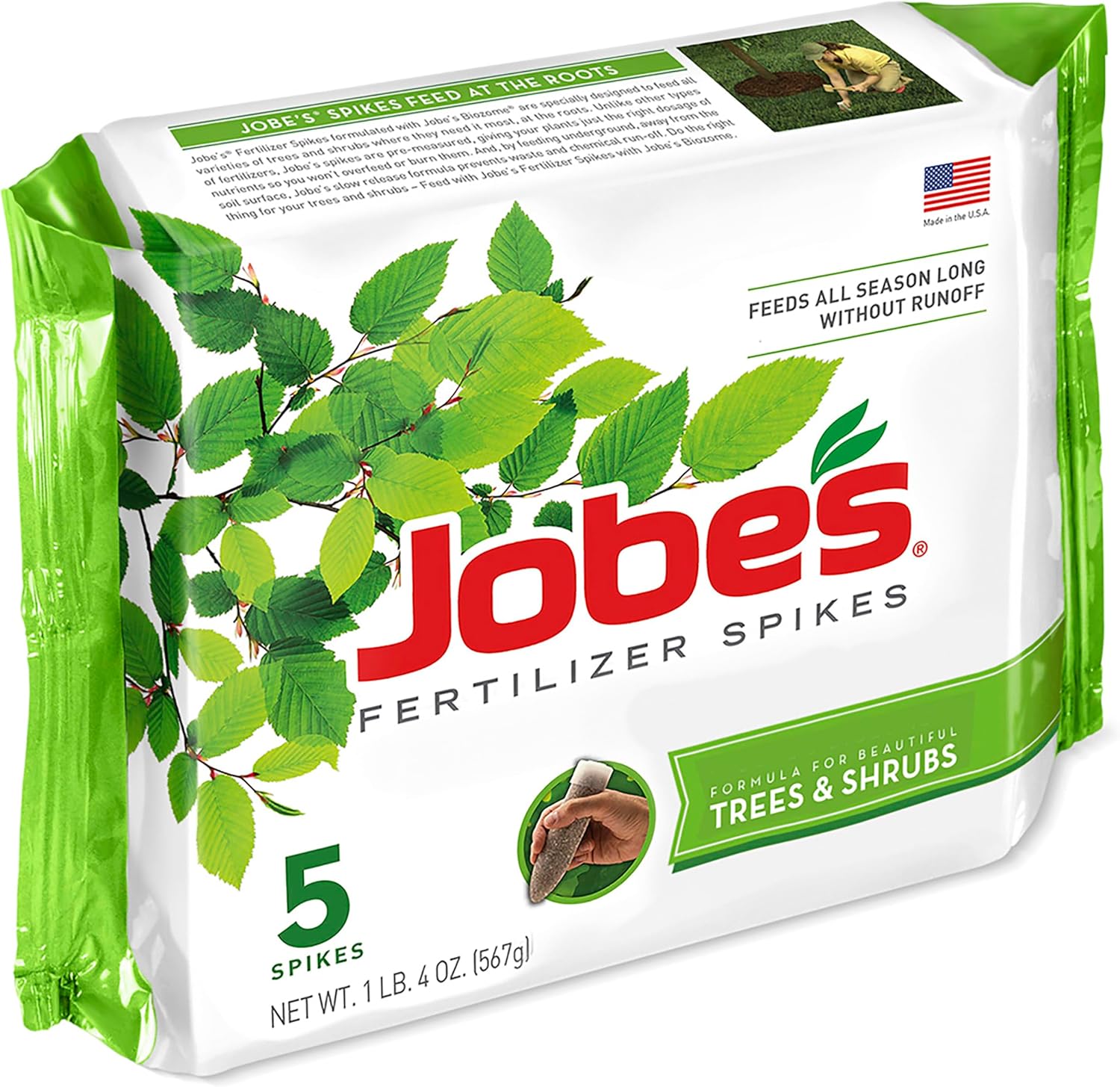 Jobe’s Slow Release Tree and Shrub Fertilizer Spikes, Easy Plant Care for Oak, Maple, Dogwood, Boxwood, and Many More Acid Loving Trees and Shrubs, 9 Count