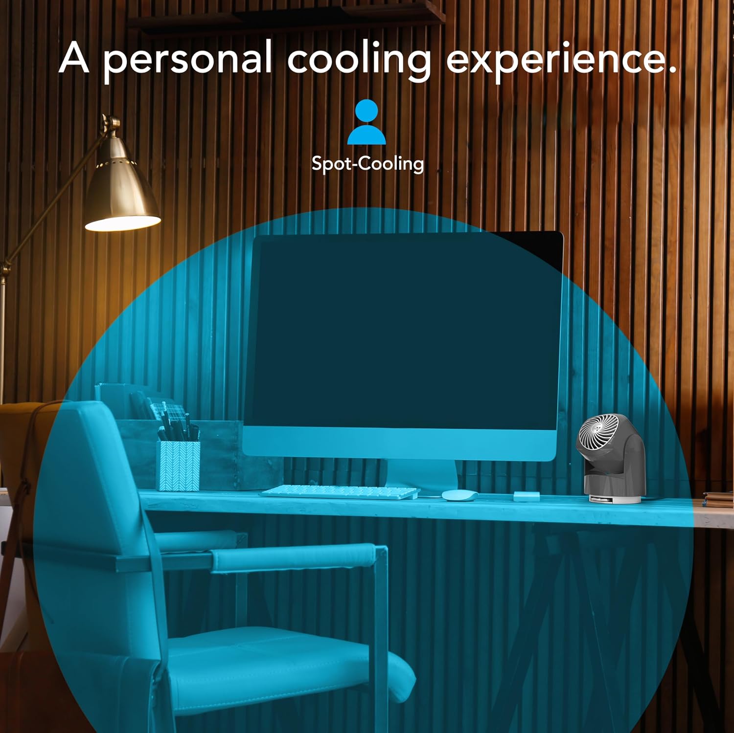 Vornado Flippi V6 Compact Air Circulator Fan, Quiet Portable Travel Fan for Desk or Bedroom, Adjustable Head, 2 Speeds, Bliss Blue