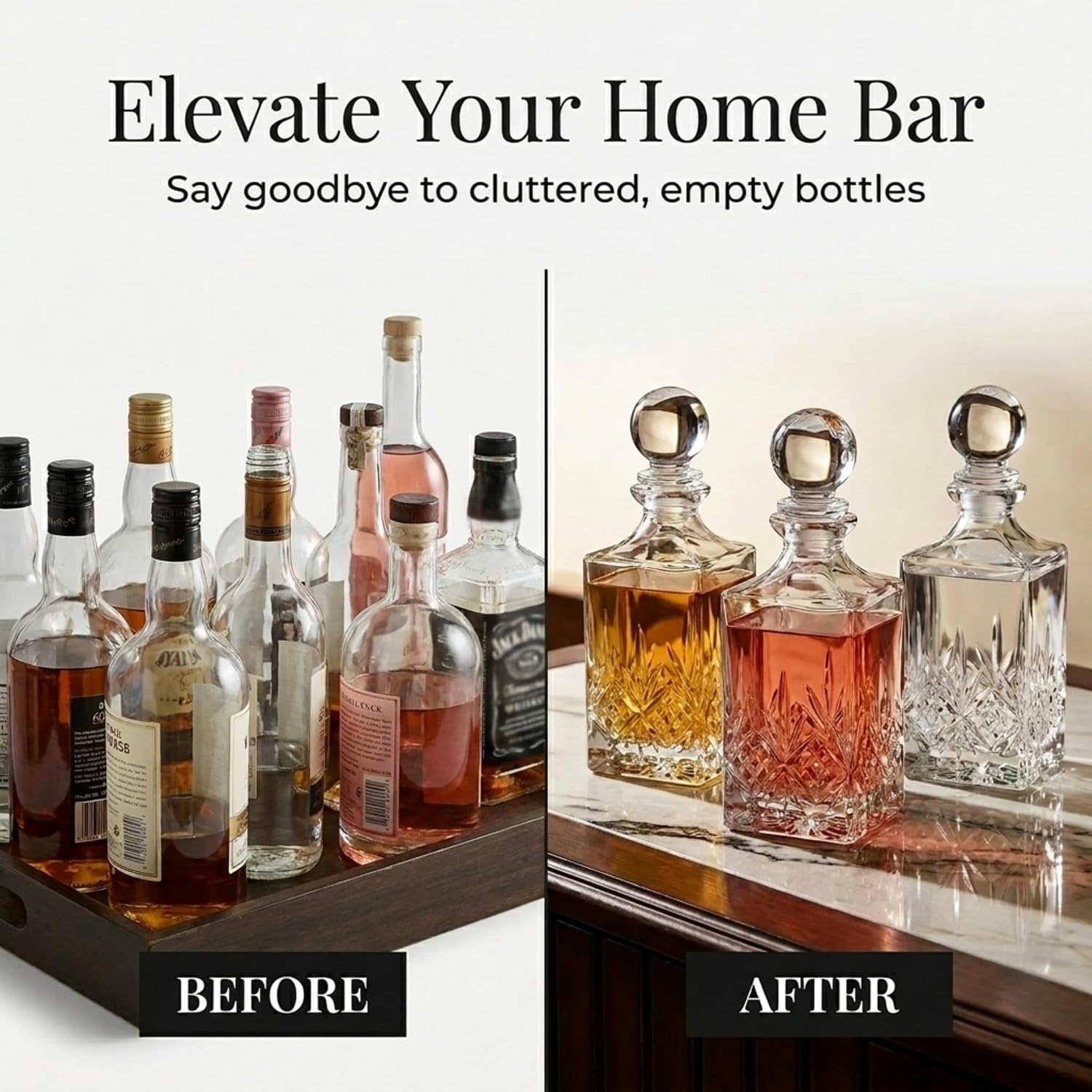 Godinger Mini Whiskey Decanter Barware Set - Dublin Crystal Collection for Liquor Whisky Vodka or Wine - 10oz, set of 3