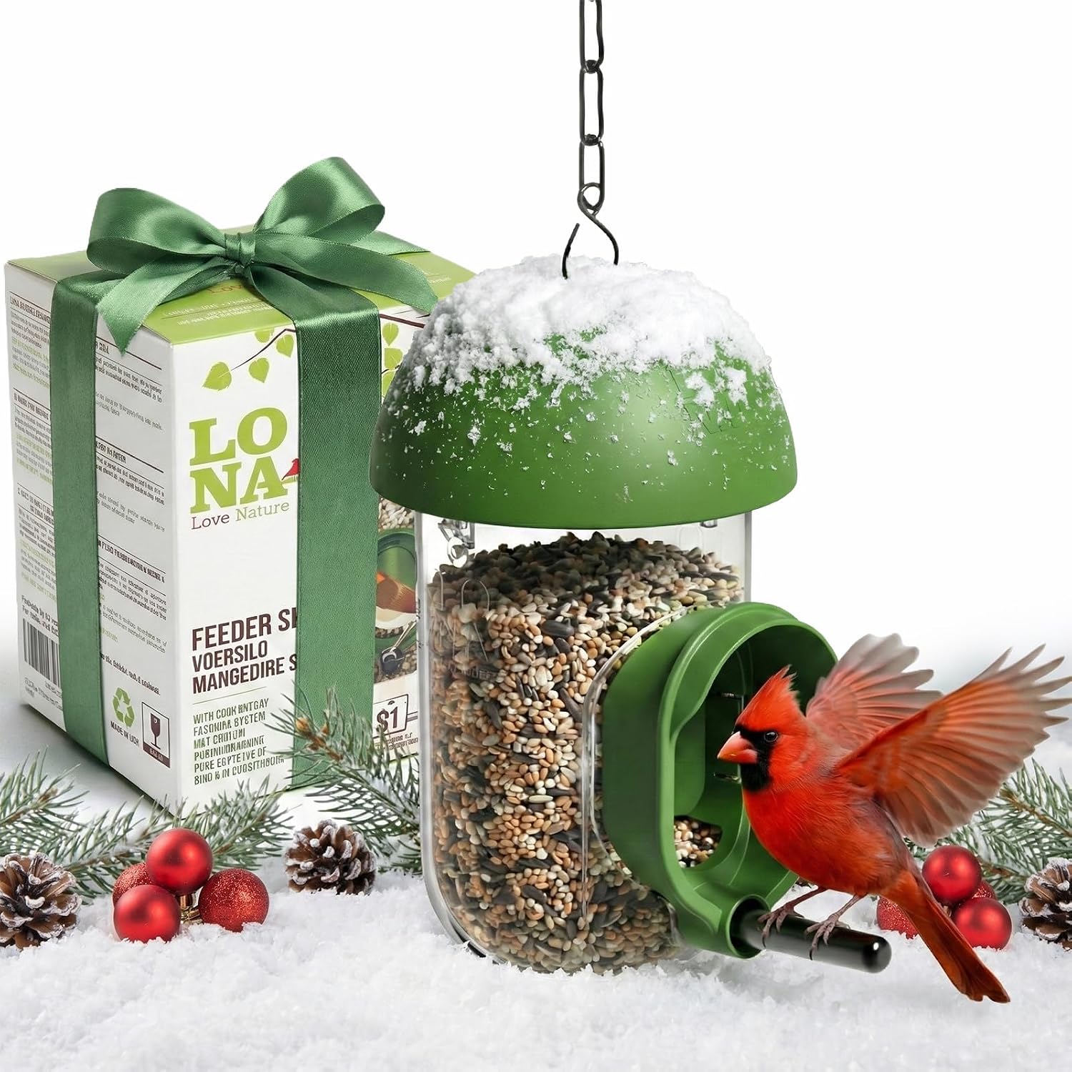LONA Bird Feeders for Outdoors, Tube Feeder Weatherproof with Multiple Hanging Methods, Wild Bird Feeding Silo for Outside, 3 Port
