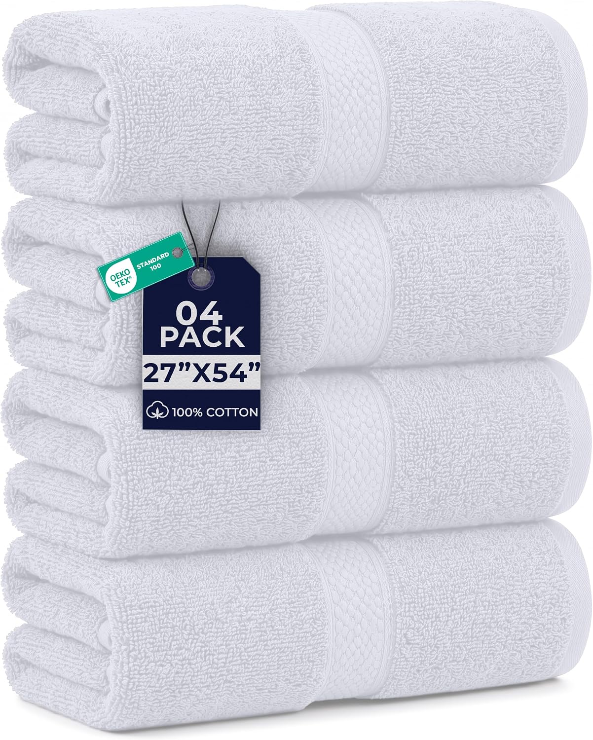 DAN RIVER 24 Pack Cotton Wash Cloths Set for Showering [12x12] White