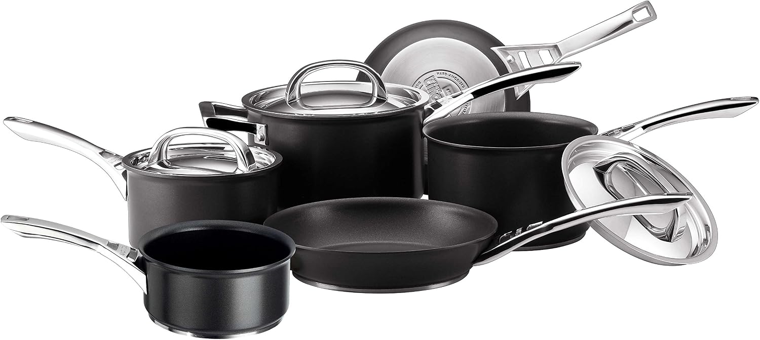 Circulon Infinite Induction Hob Pan Set of 6 - Non Stick Pots and Pans Sets with Stainless Steel Lids & Handles, Premium Dishwasher Safe Cookware