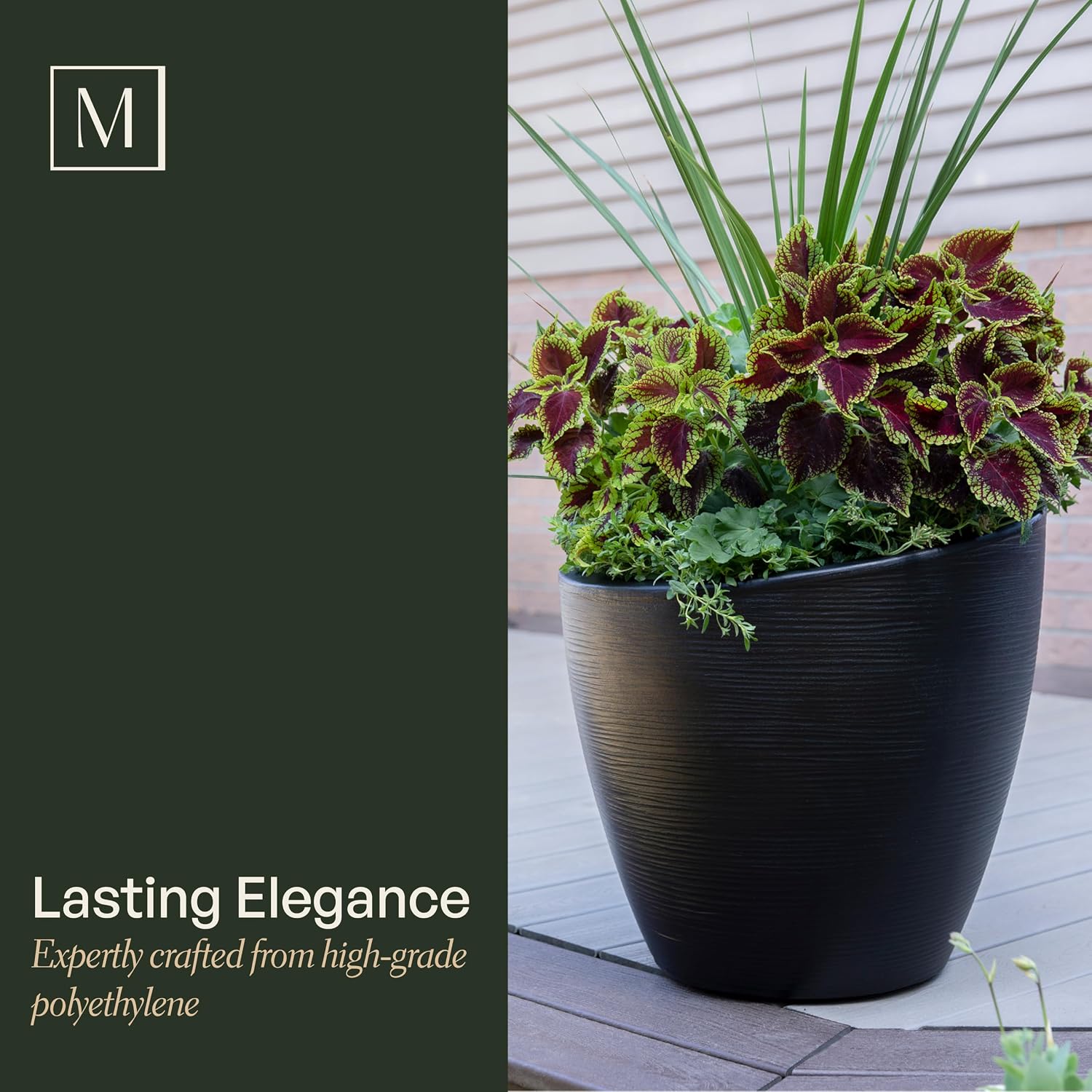 Mayne Modesto 20in Round Modern Planter, Neptune Blue | All season, Indoor/Outdoor, Double-wall design, Fade resistant, 15-year warranty
