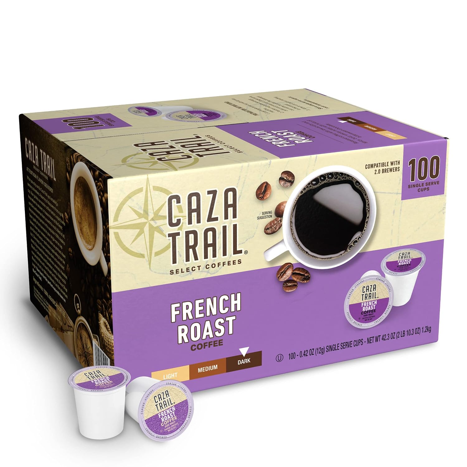 Caza Trail Coffee, Kona Blend, 100 Single Serve Cups