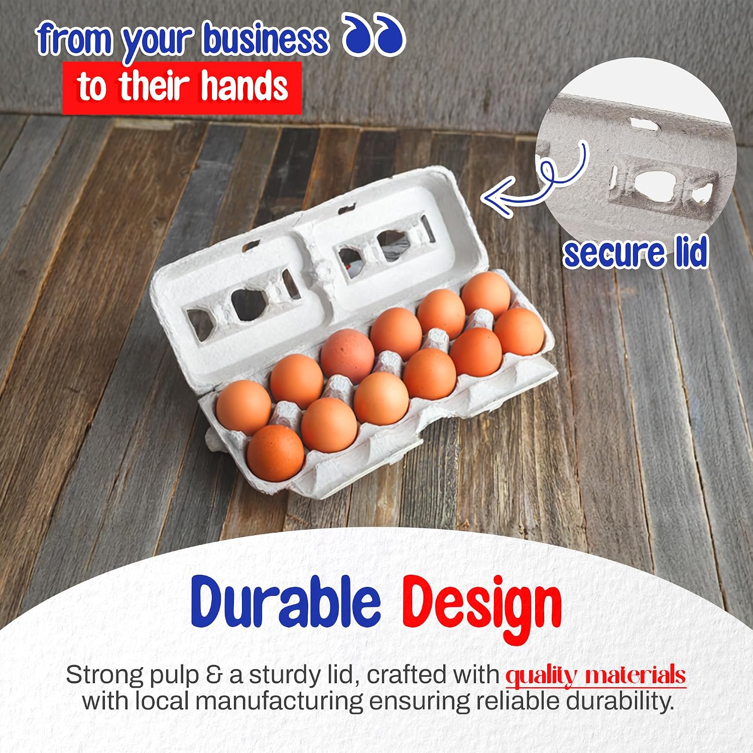 MT Products Blank Natural Pulp Egg Cartons Holds Up to Twelve Eggs 11.50" x 4.2" x 1.25" - Perfect for Chicken Farm (Pack of 15) - Made in the USA