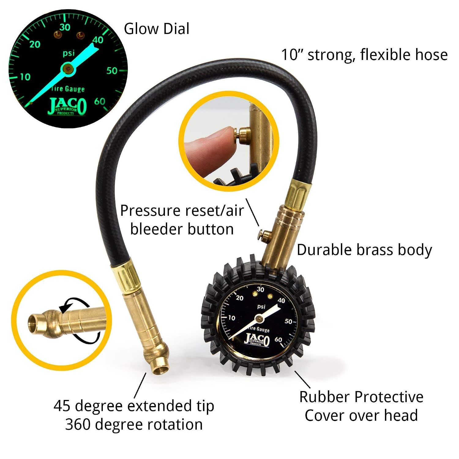 JACO ElitePro Tire Pressure Gauge - 60 PSI
