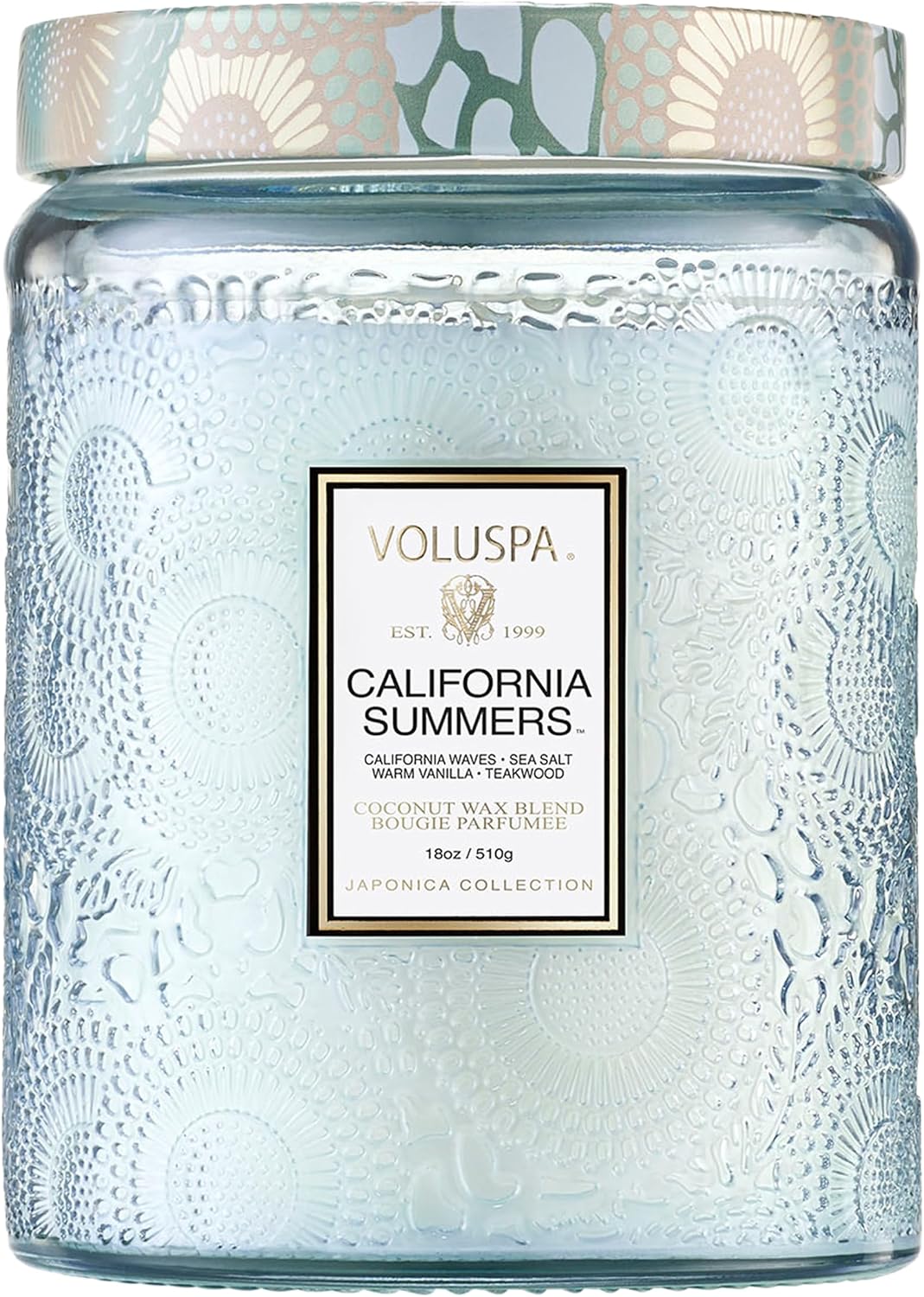 Voluspa French Cade Lavender Large Scented Candle Jar 18 Oz, 100 Hr Burn | Coconut Wax Blend in Decorative Glass, Clean Even Burn, USA Handcrafted Gift for Hosts, Fragrance Lovers & Relaxed Rooms