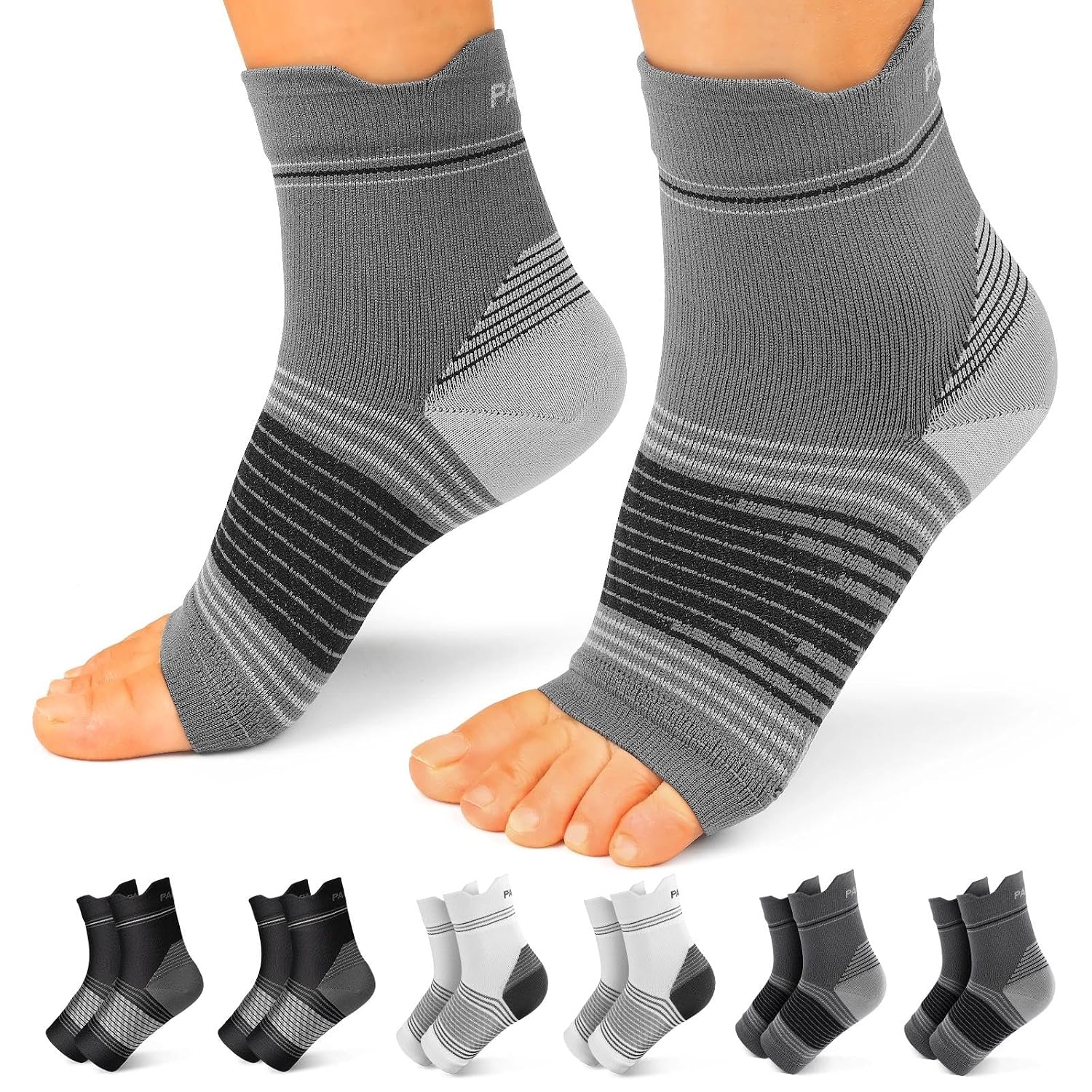 PAPLUS 6 Pairs Plantar Fasciitis Socks, Compression Socks with Arch Support