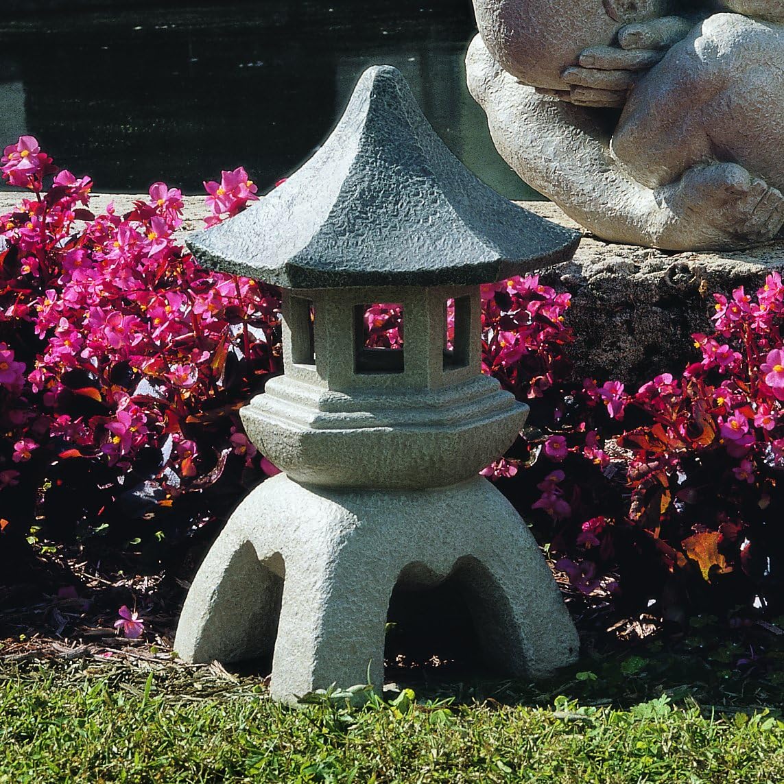 Design toscano ng29870 asian decor pagoda lantern indoor/outdoor statue, 11 inches wide, 11 inches deep, 17 inches high, handcast polyresin, two tone stone finish