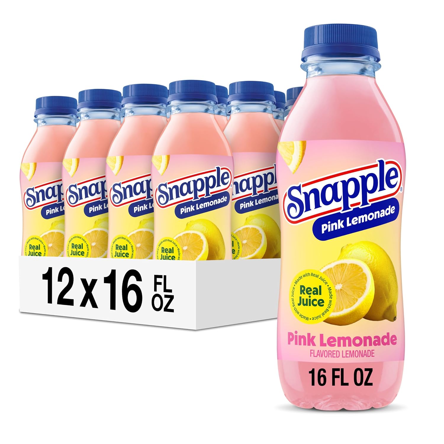 Snapple Apple Juice Drink, 16 Fl Oz Recycled Plastic Bottle, All Natural, No Artificial Flavors Or Sweeteners, Gluten-free, Contains 10% Real Juice 12 Pack
