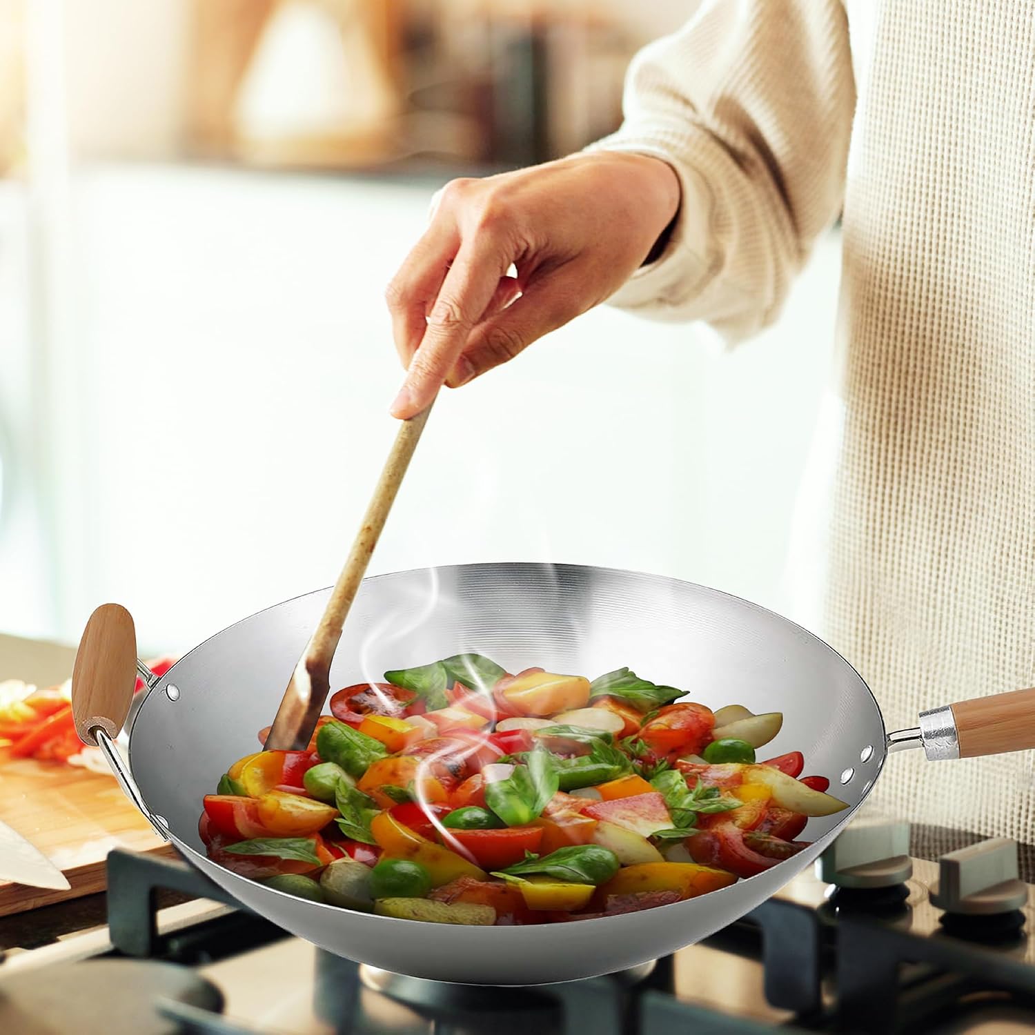 Helen's Asian Kitchen Xylan Non-Stick Wok, 12-Inch Flat Bottom Wok