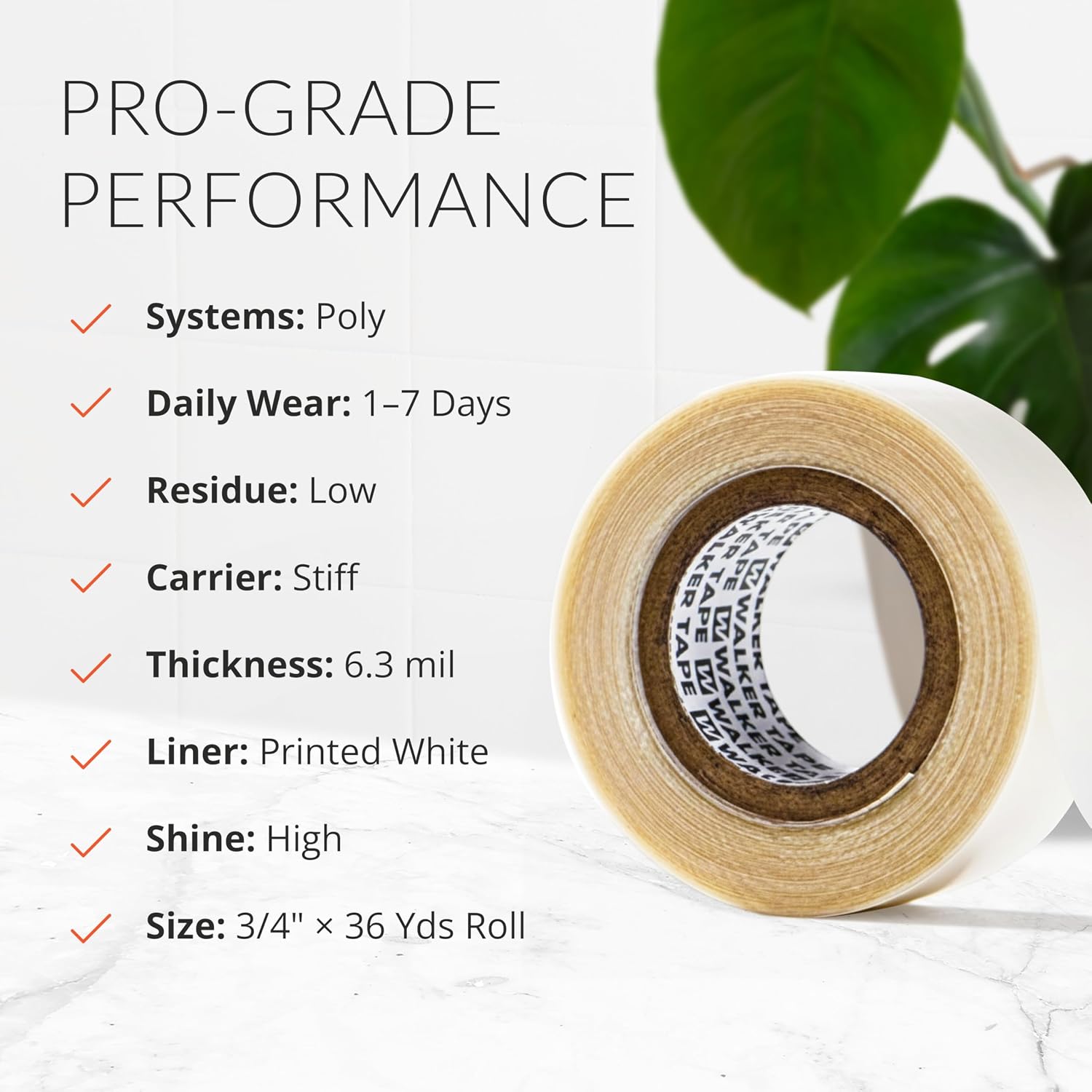 Walker Tape 1522 Clear Roll 3/4 x 36 Yards for Wig Installs, Lace Systems, Toupee Applications, Hair Tape Prep and Adhesive Strips Use Offering Hypoallergenic Comfort, Daily Wear Hold and Low Residue