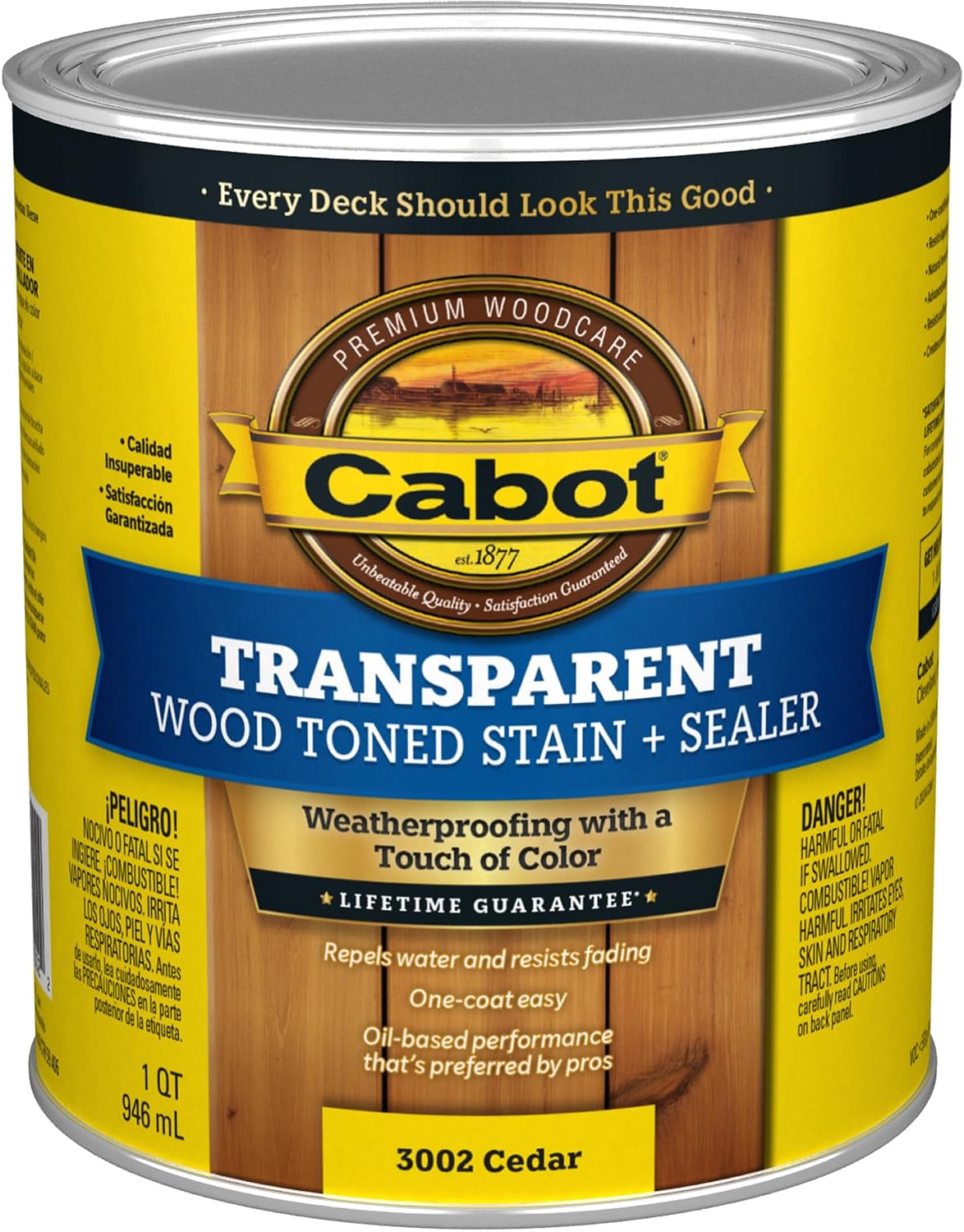 Cabot 140.0003005.007 Wood Toned Deck & Siding Stain, Pacific Redwood