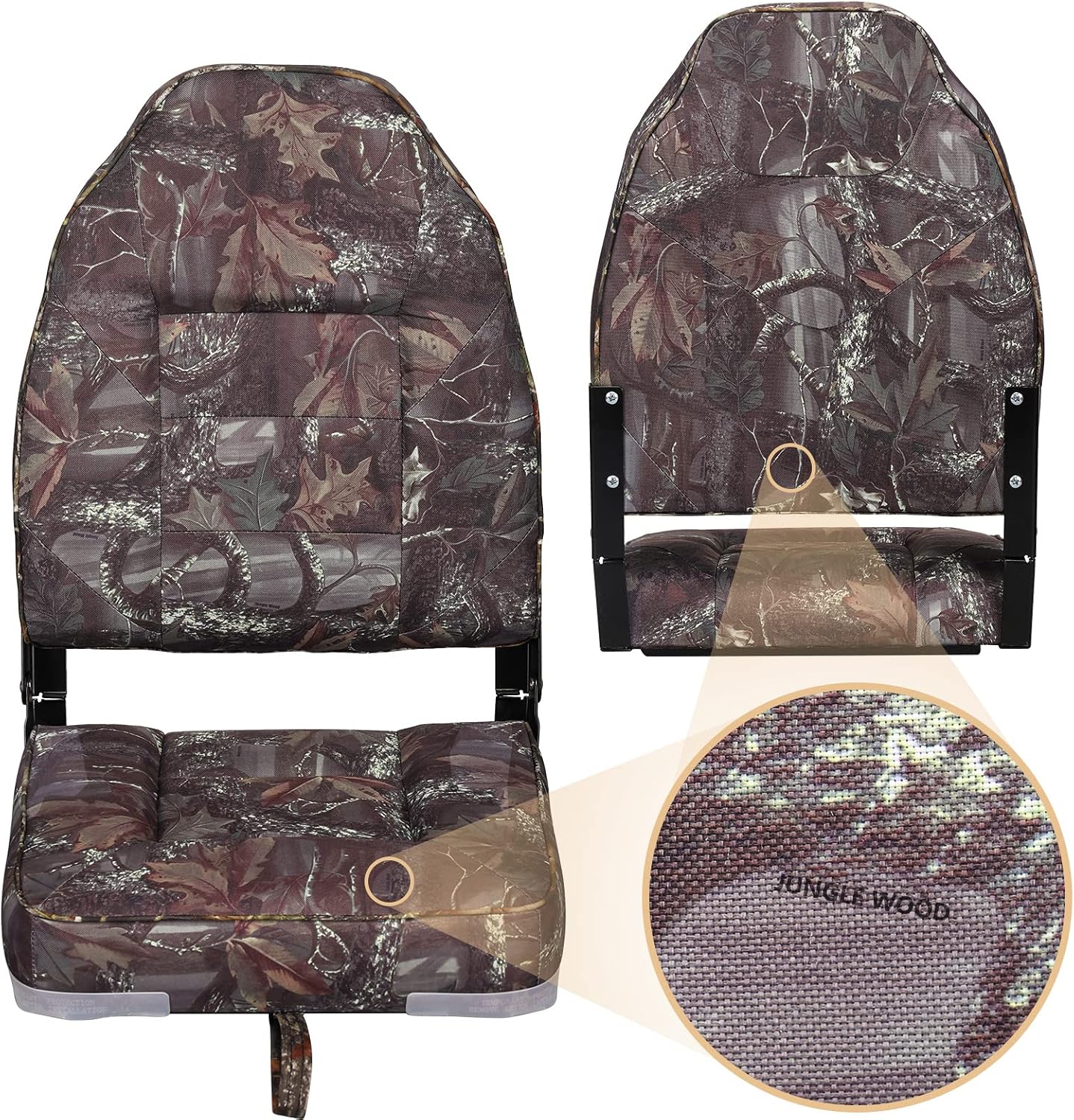 Leader Accessories Low/High Back Folding Fishing Marine Boat Seat 2 Pack