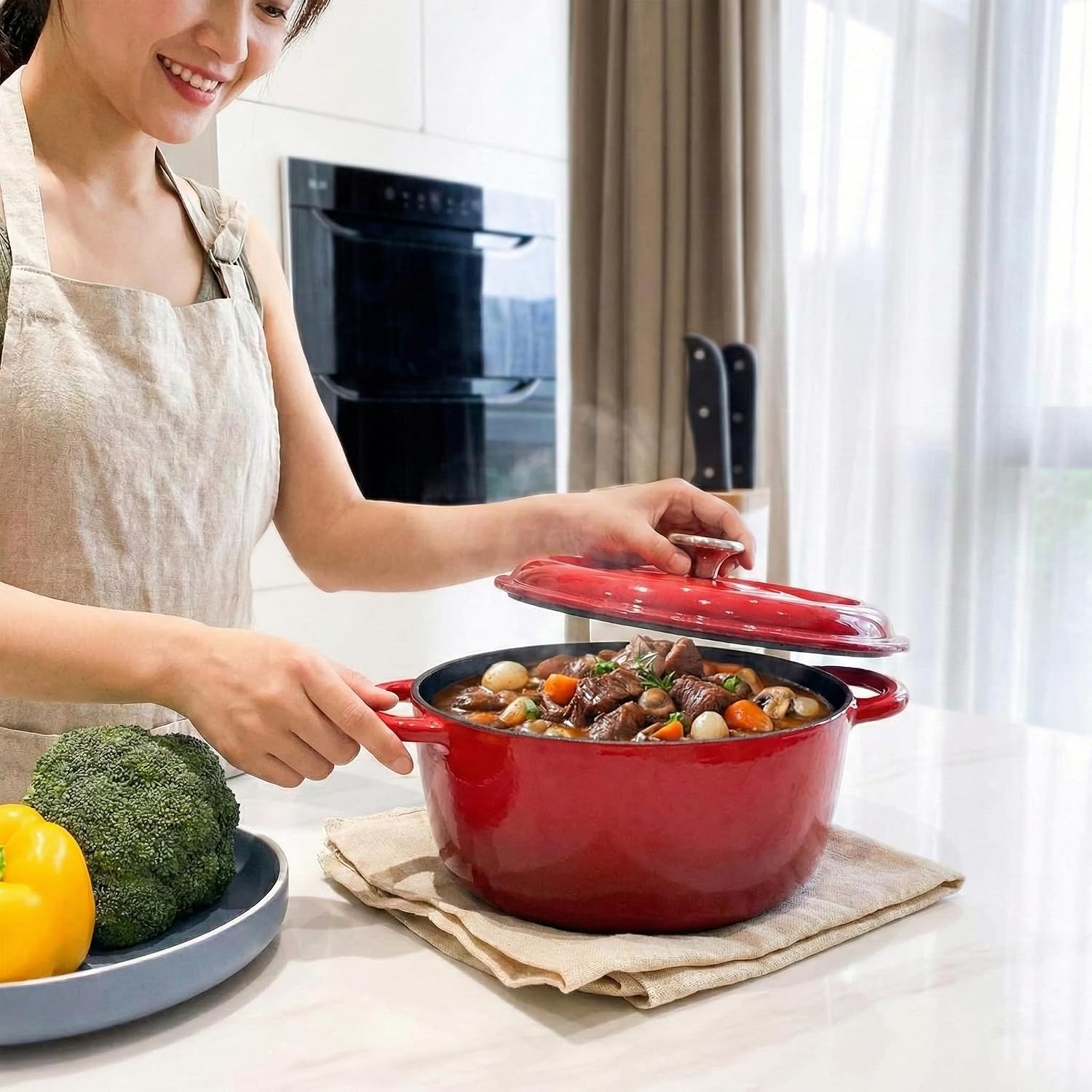 HUASAI Stainless Steel Replacement Handle compatible with Le Creuset,Aldi,Lodge, and other Enameled Cast-Iron Dutch Oven