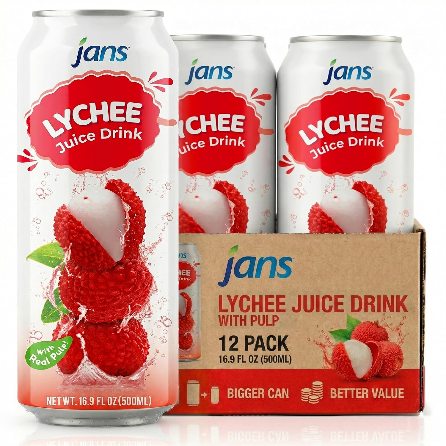Jans 100% Coconut Water With Pulp, Unsweetened, 16.57 Fl Oz, Pack of 12