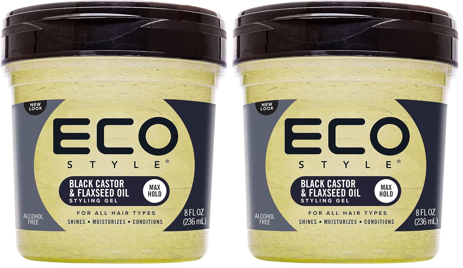 Eco Style Black Castor and Flaxseed Oil Styling Gel - Helps Nourish and Repair Damaged Hair - Promotes Healthy Scalp - Provides Superior and Weightless Hold - Delivers Long Lasting Shine - 8 oz
