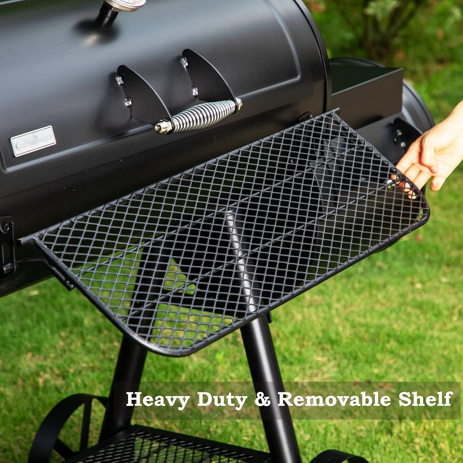 Sophia & William Vertical Offset Charcoal Smoker 961 SQ.IN. Cooking Area | Extra Large Heavy-Duty Outdoor BBQ Gill Offset Smoker with Warming Tray, Push-out Ash Tray for Outdoor Cooking, Black