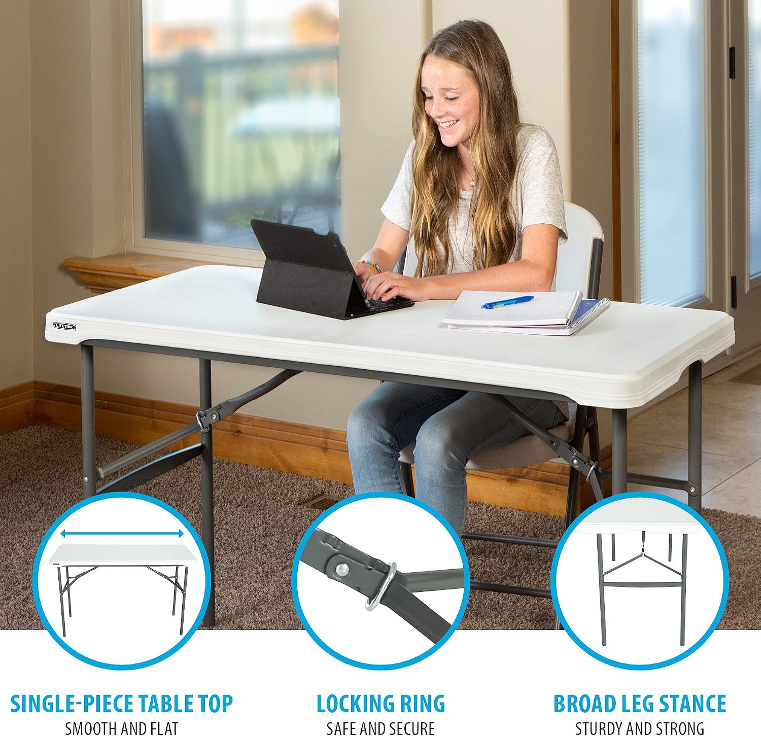 LIFETIME 280478 Commercial Nesting Folding Table, 4-Foot