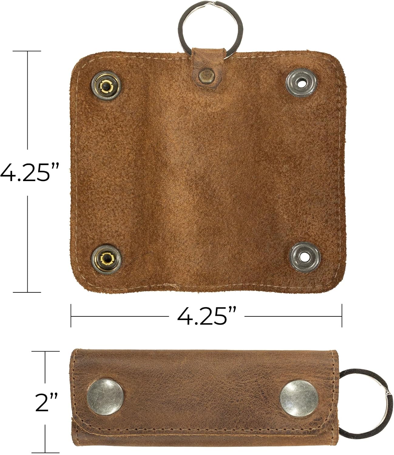 Hide & Drink, Leather Double Snap Key Holder, Key Ring Organizer, Accessories, Handmade :: Bourbon Brown