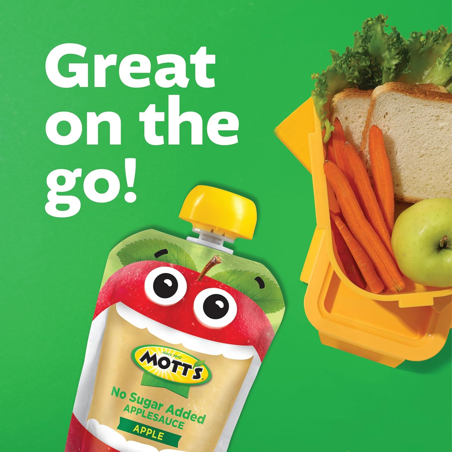Mott's No Sugar Added Strawberry Applesauce, 3.2 Oz Clear Pouches, 48 Count (4 Packs Of 12), Good Source Of Vitamin C, No Artificial Flavors