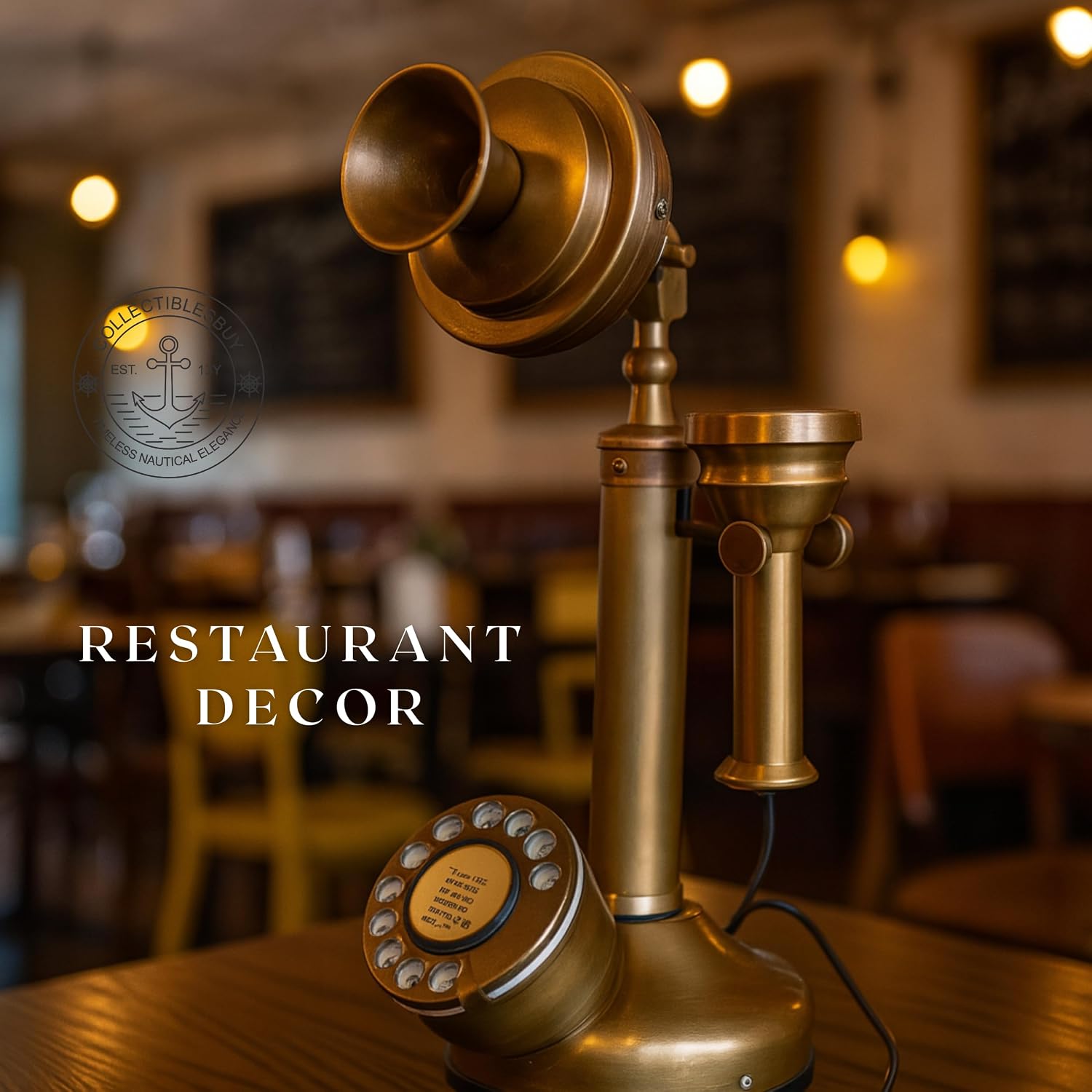 Antique Brass Candlestick Phone Replica Electronic Corded Rotary Dial Phone Home DecorWestern Electric Bell Telephone
