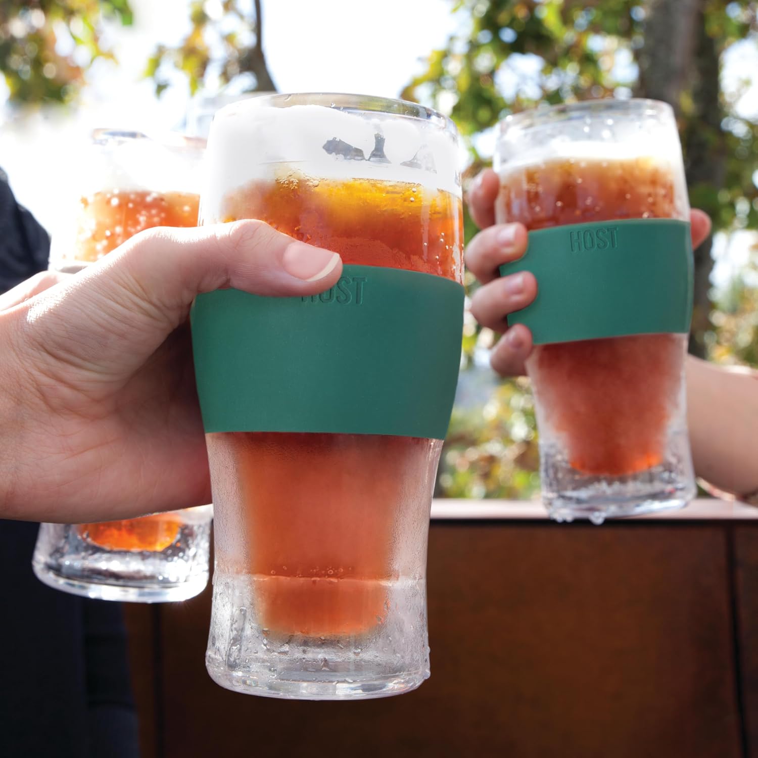Host FREEZE Beer Glasses, Frozen Beer Mugs, Freezable Pint Glass Set, Insulated Pint Glass to Keep Your Drinks Cold, Double Walled Insulated Glasses