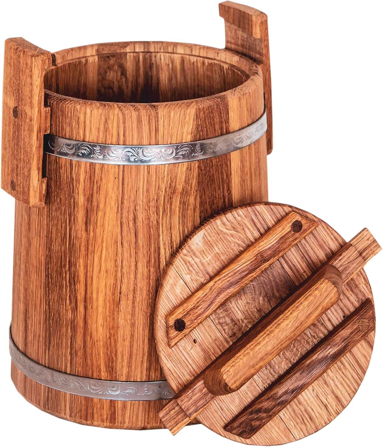 Wooden Bucket for Pickles and Sauerkraut, Wood Crock for Fermentation