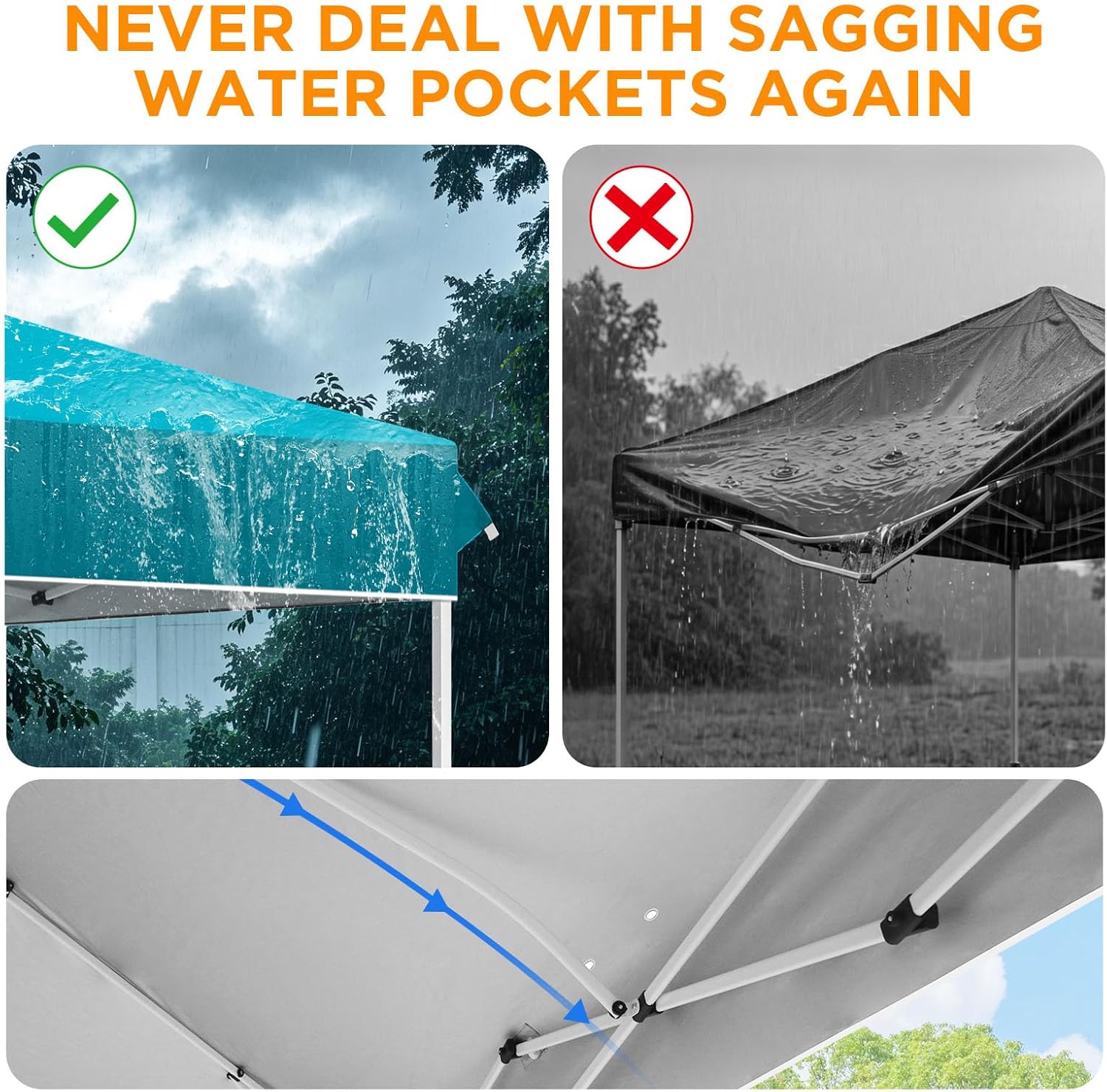 EAGLE PEAK 10x10 Pop Up Canopy Tent Easy Up Canopy Outdoor, White | Patented PeakPush™ Center Lock, 1 Person Setup Portable Pop Up Tent, Beach, Markets, Camping Sport Events, Wheeled Carry Bag