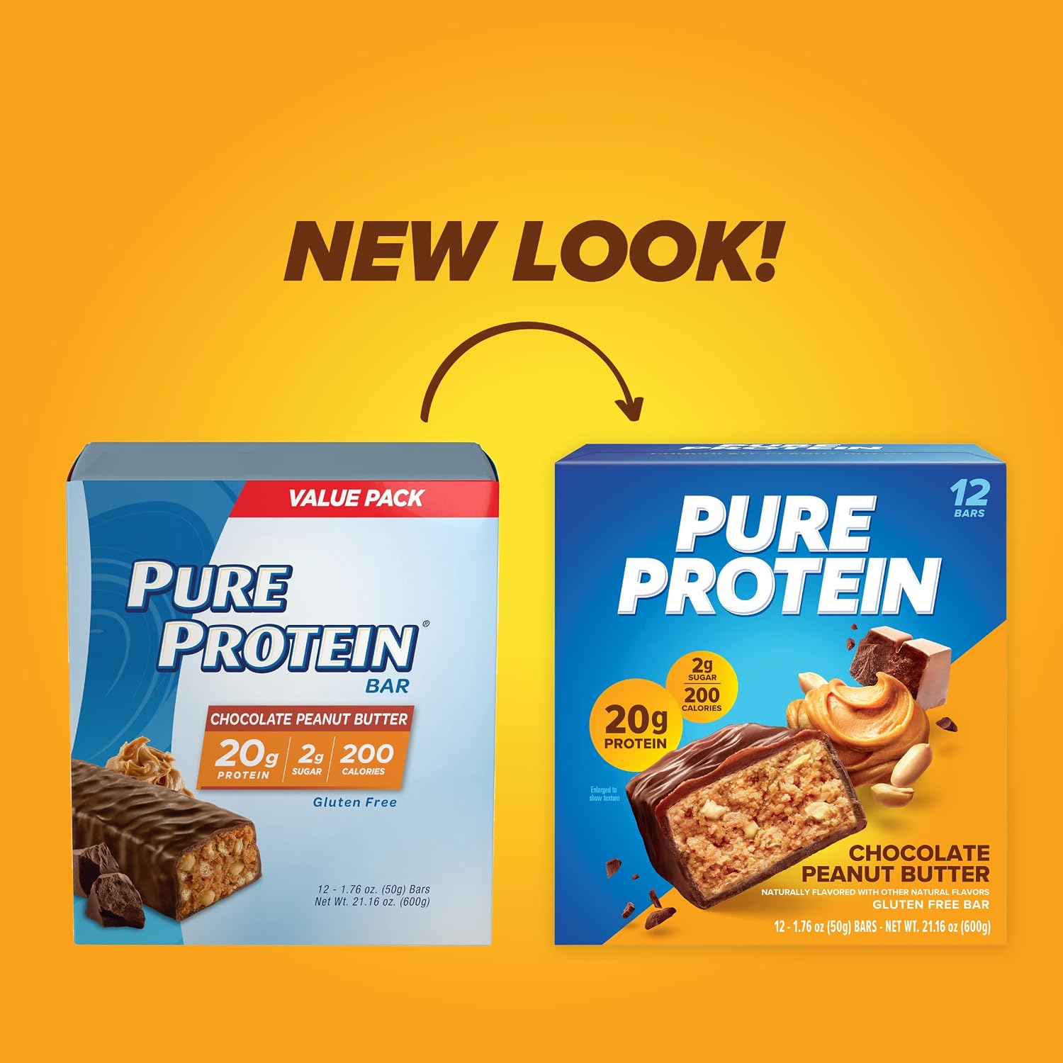 Pure Protein Chocolate Deluxe Protein Bars, 21g Protein, Gluten Free, 12 Ct