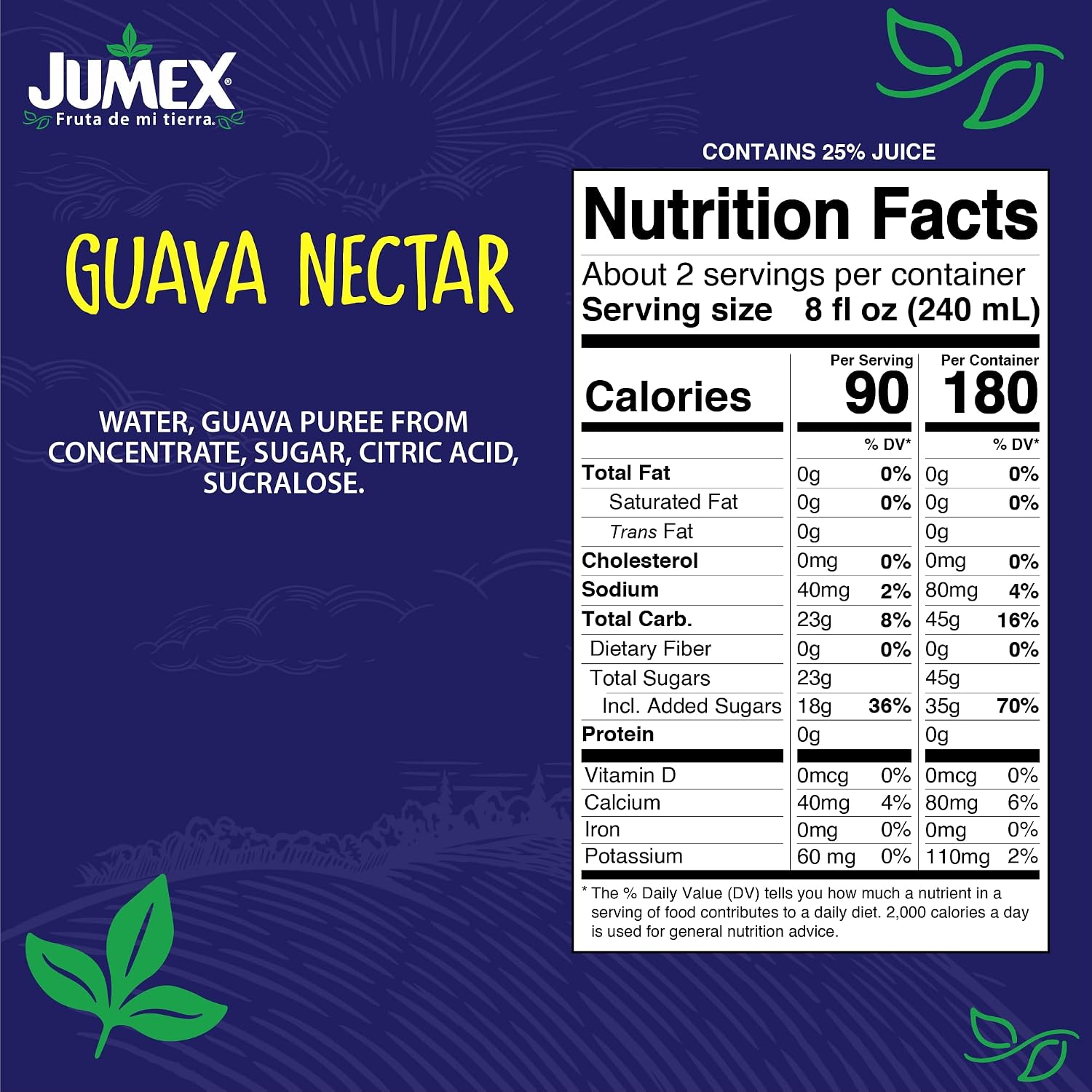 Jumex Mango Nectar Lata Botella - Made with Fresh Fruit Puree - Mango Juice Concentrate for Tropical Fruit Smoothie Mix, Cocktail Mixers & Kids Beverages - 15.5oz, 12 Pack Resealable Juice Bottles