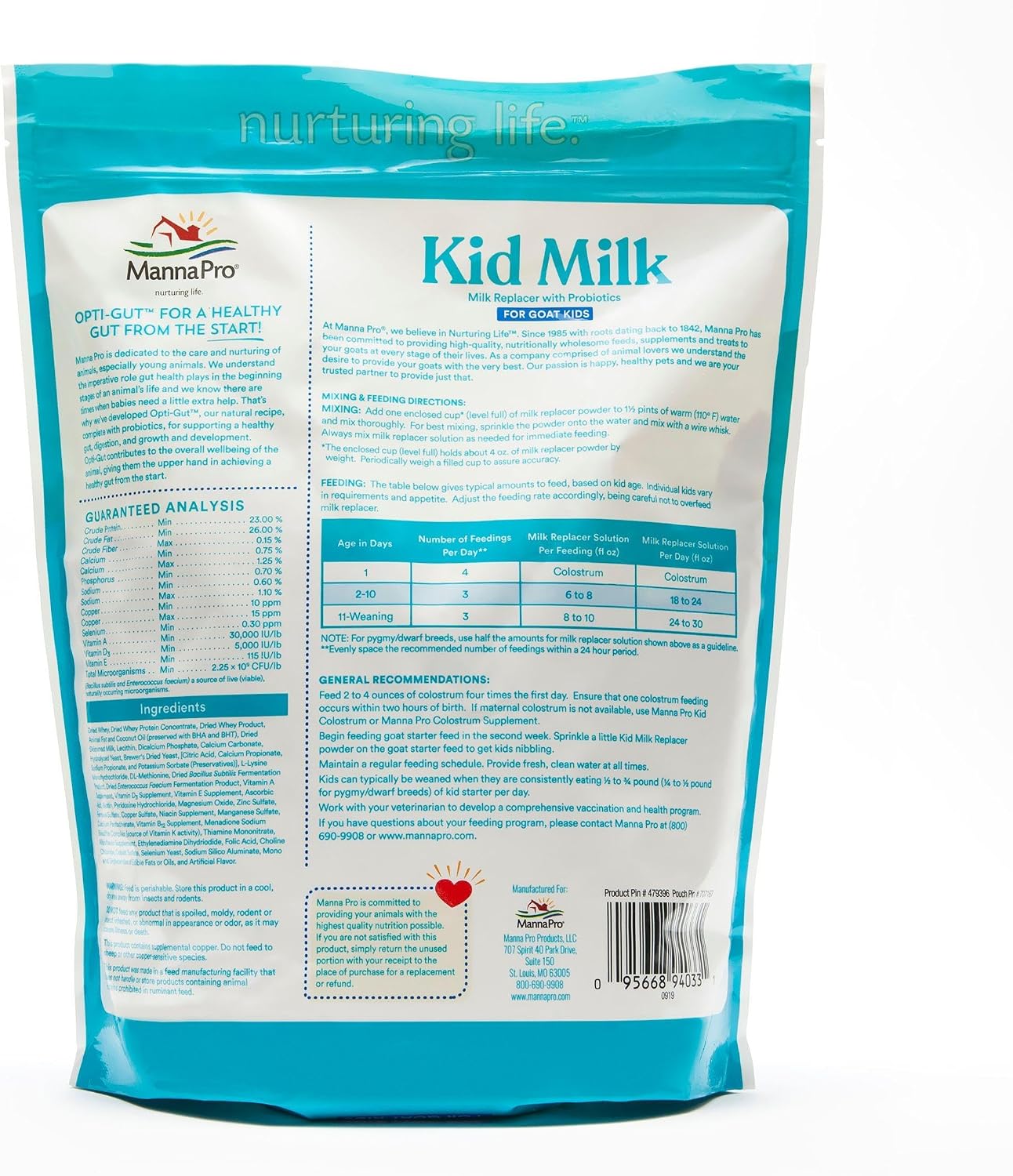 Manna Pro Goat Kid Milk Replacer with Opti-Gut, 4 lb Bag | High-Protein Milk Replacer, Opti-Gut Digestive Support, Easy-to-Mix Formula, Supports Healthy Kid Goat Growth