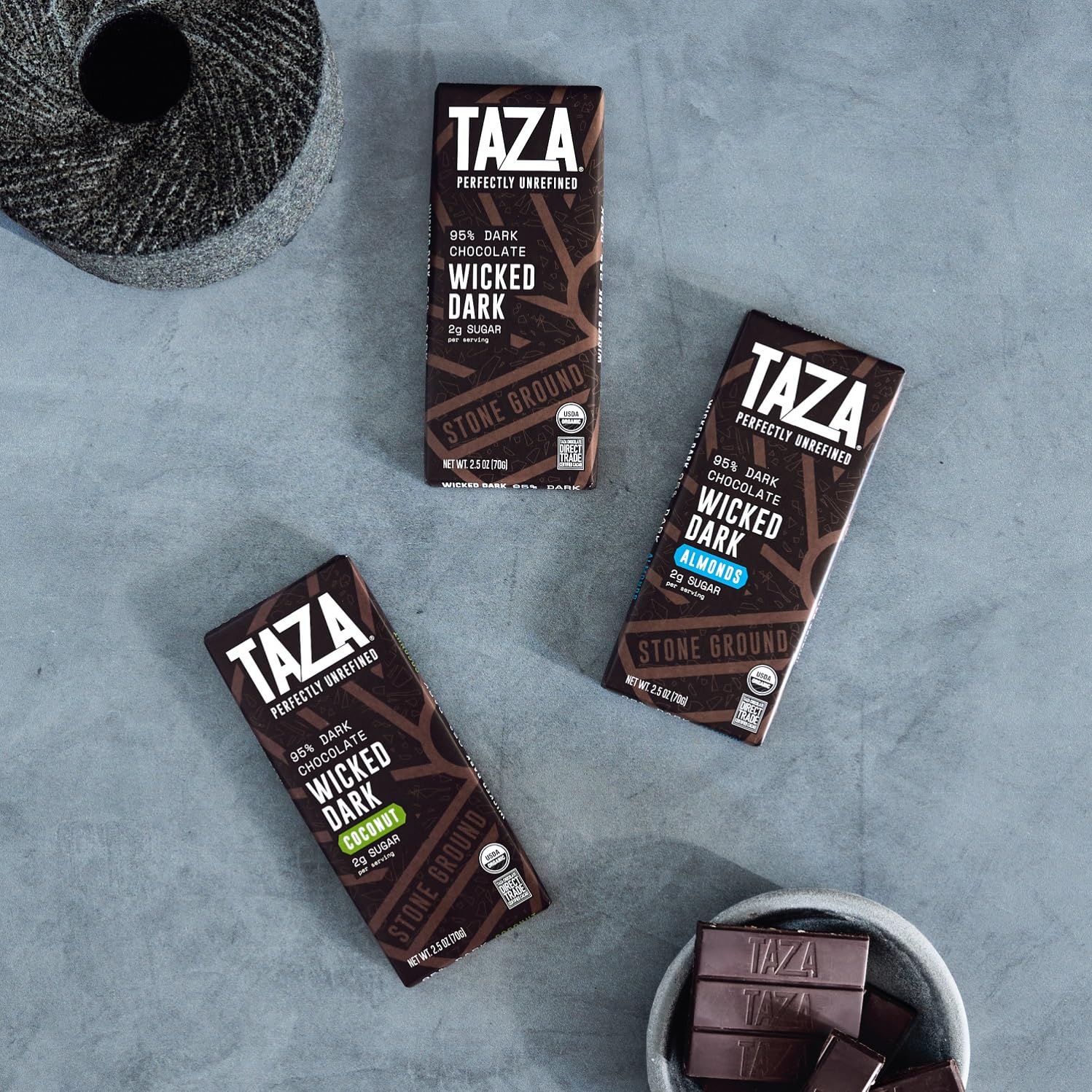 Taza Chocolate, 95% Wicked Dark Amaze Bar, 2.5 oz bars, case of 10