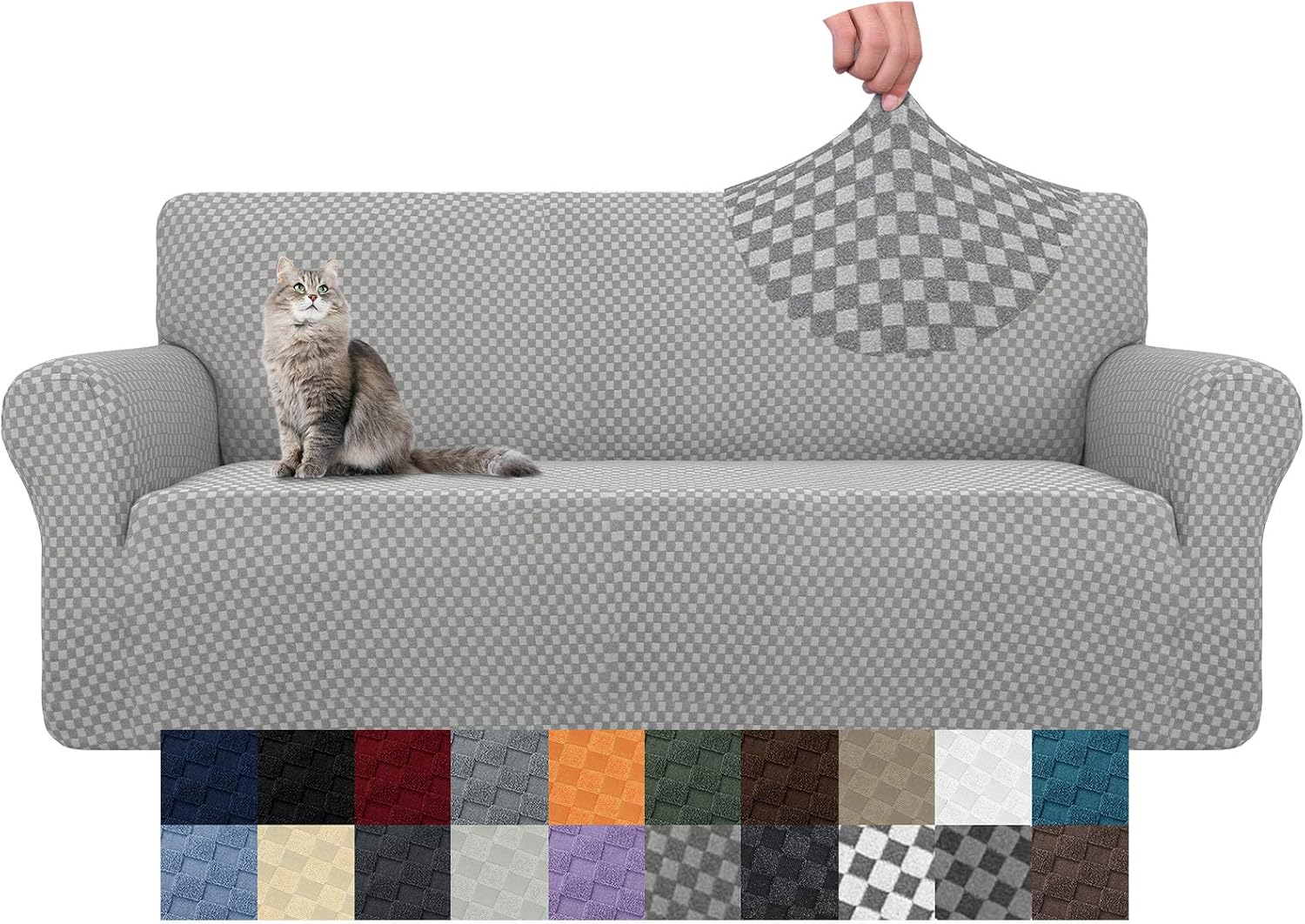 YEMYHOM Couch Cover Latest Jacquard Design High Stretch Sofa Covers for 2 Cushion Couch